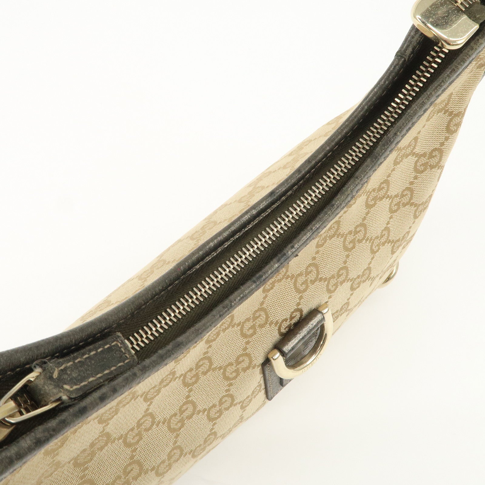 GUCCI Abbey GG Canvas Leather Shoulder Bag Beige Bronze 130738 Used