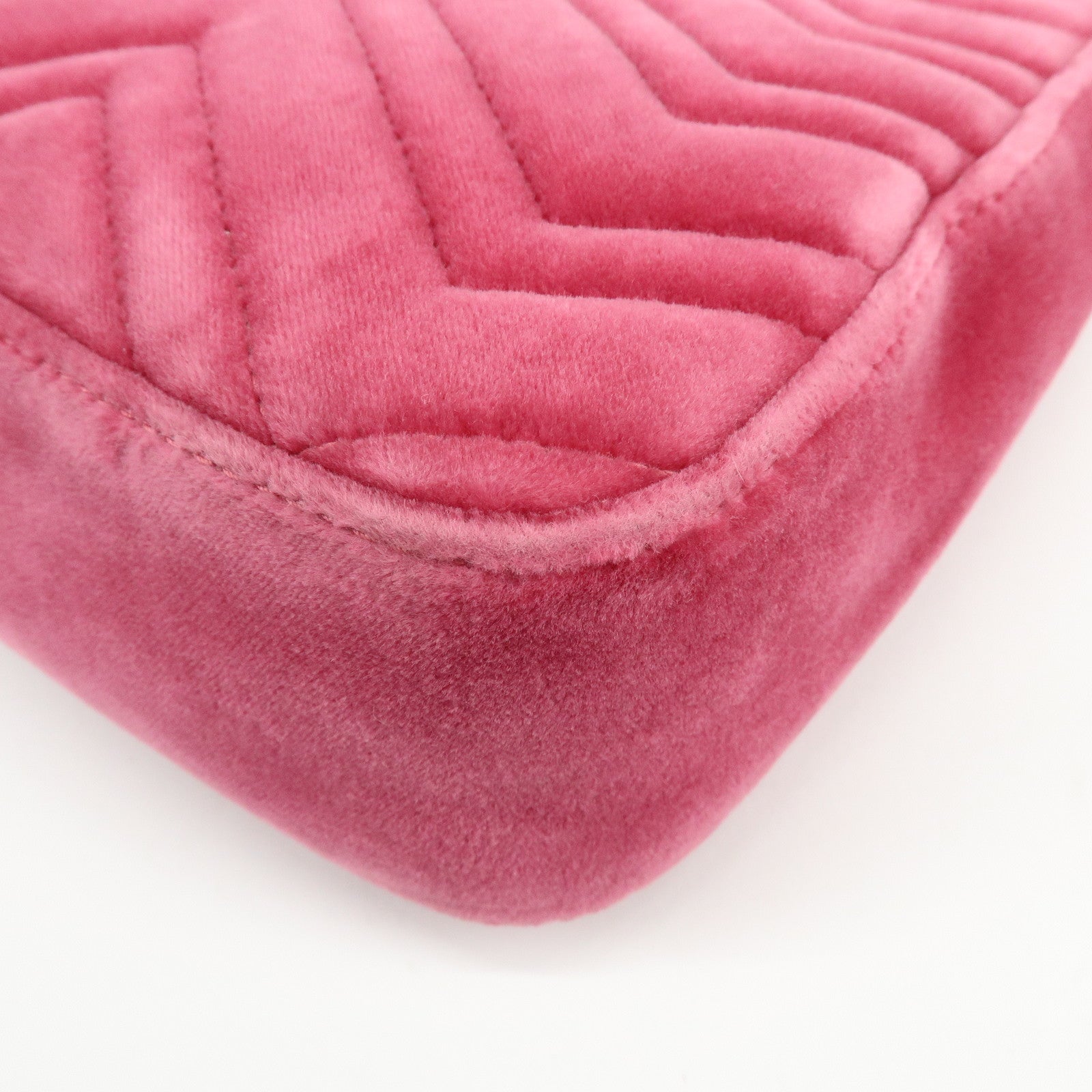 GUCCI GG Marmont Velour Leather Chain Shoulder Bag Pink 443496