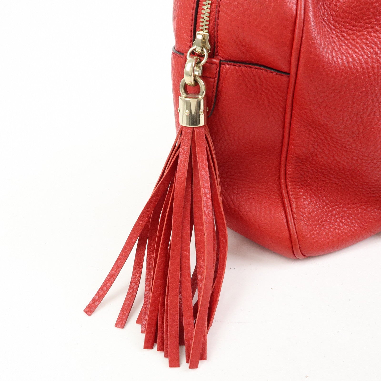 GUCCI SOHO Interlocking G Leather Chain Shoulder Bag Red 353126