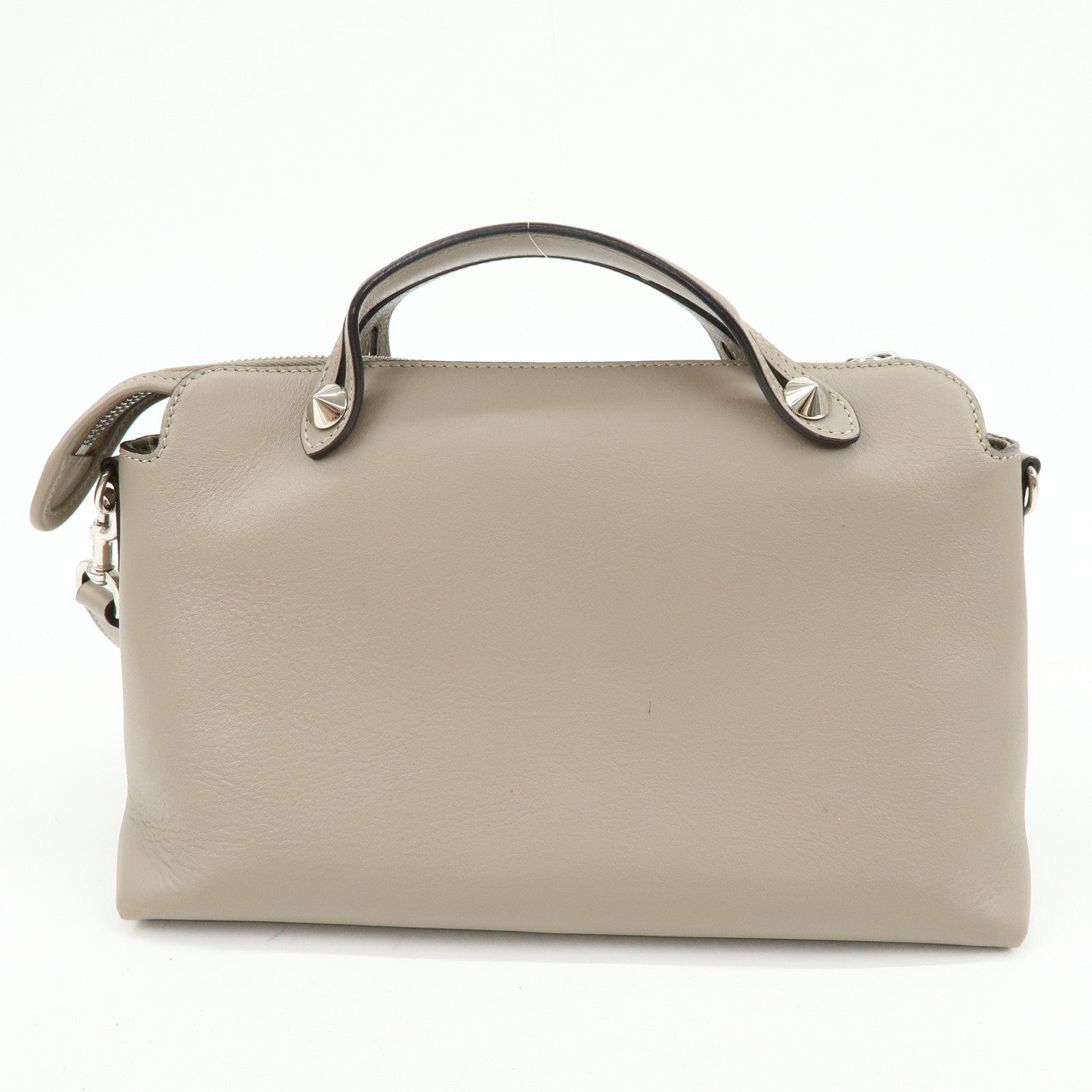 FENDI By The Way Leather 2Way Hand Bag Shoulder Bag Greige 8BL146