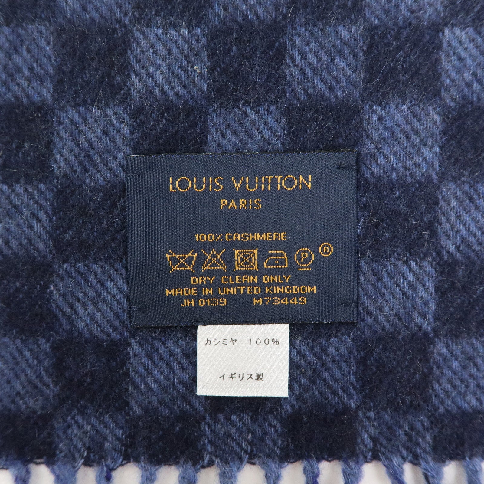 Louis Vuitton Echarpe Damier Tartan Cashmere 100% Scarf Blue M73449