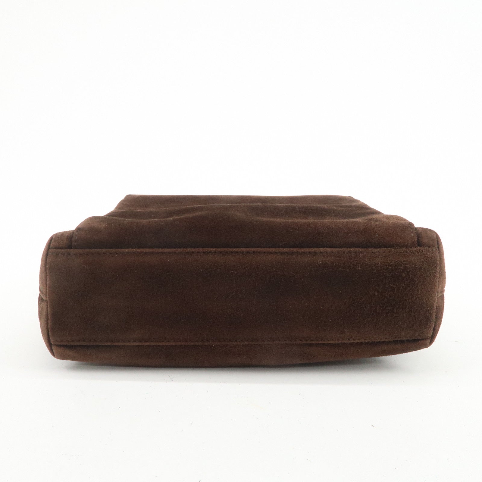 Ferragamo Gancini Suede Leather Shoulder Bag Brown