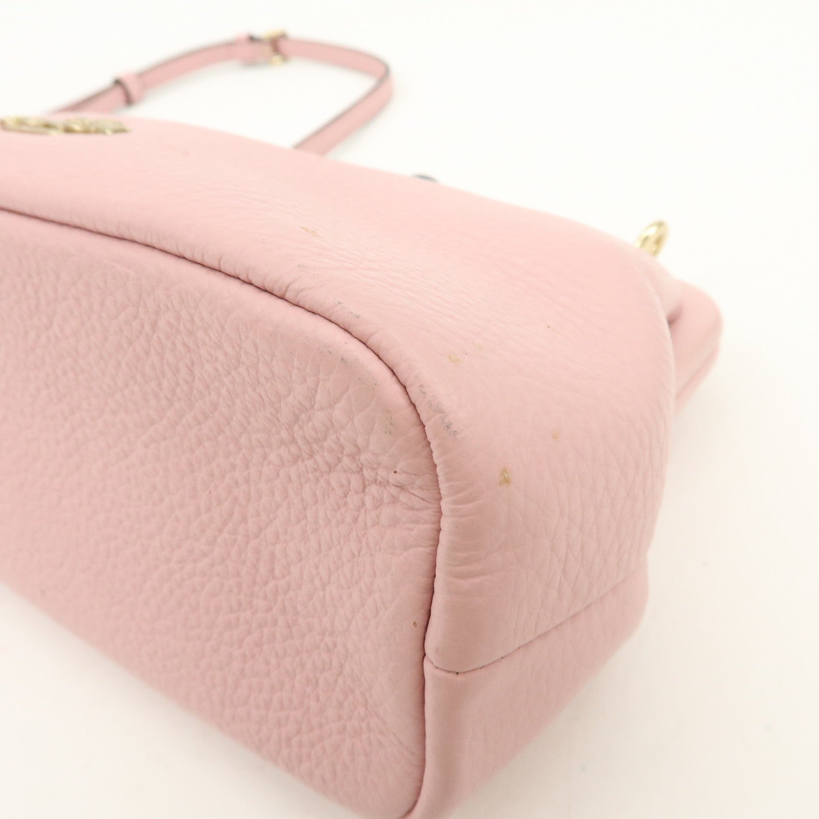 COACH Leather Kiss Lock Chain Shoulder Bag Crossbody Bag Pink