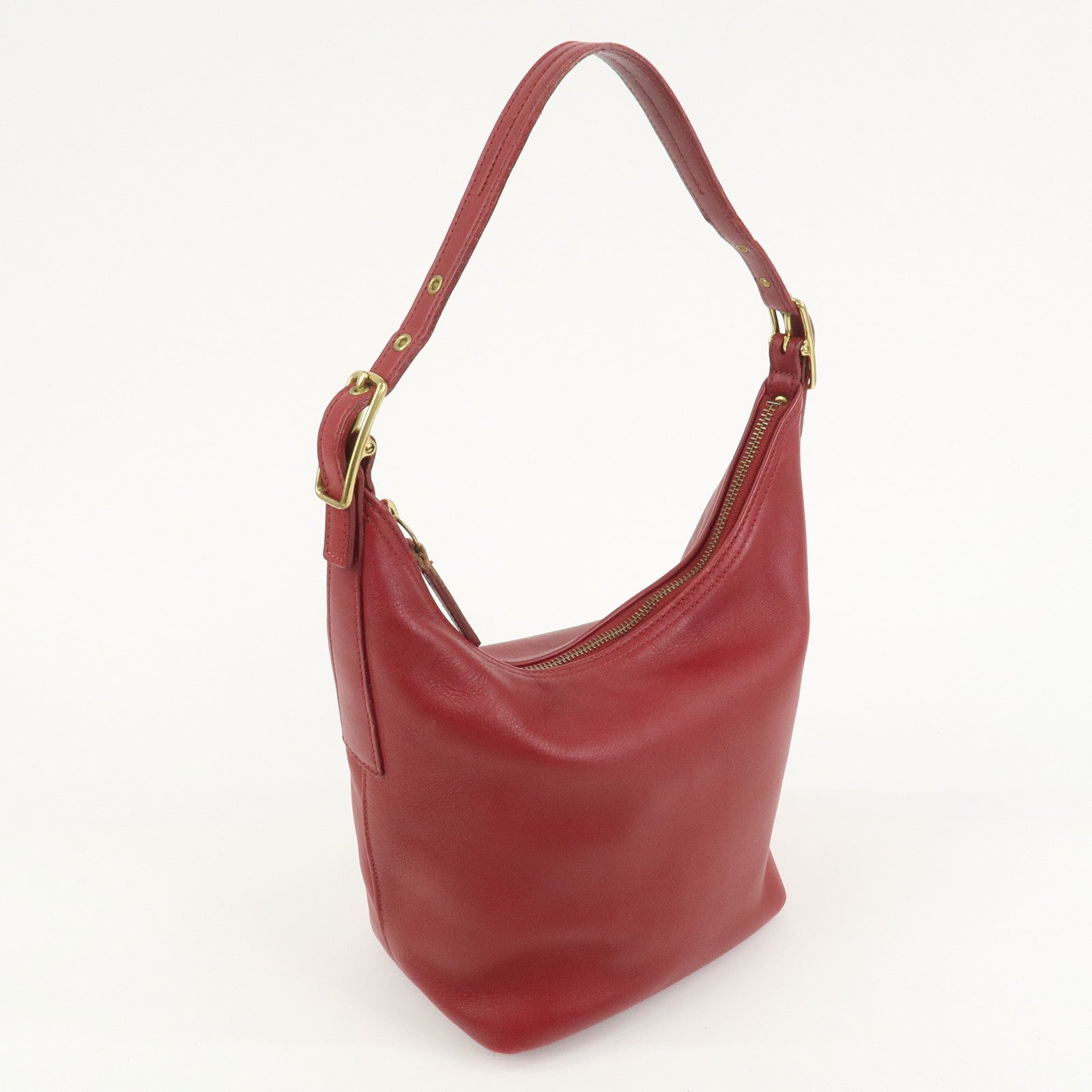 COACH Leather Shoulder Bag Hand Bag Red