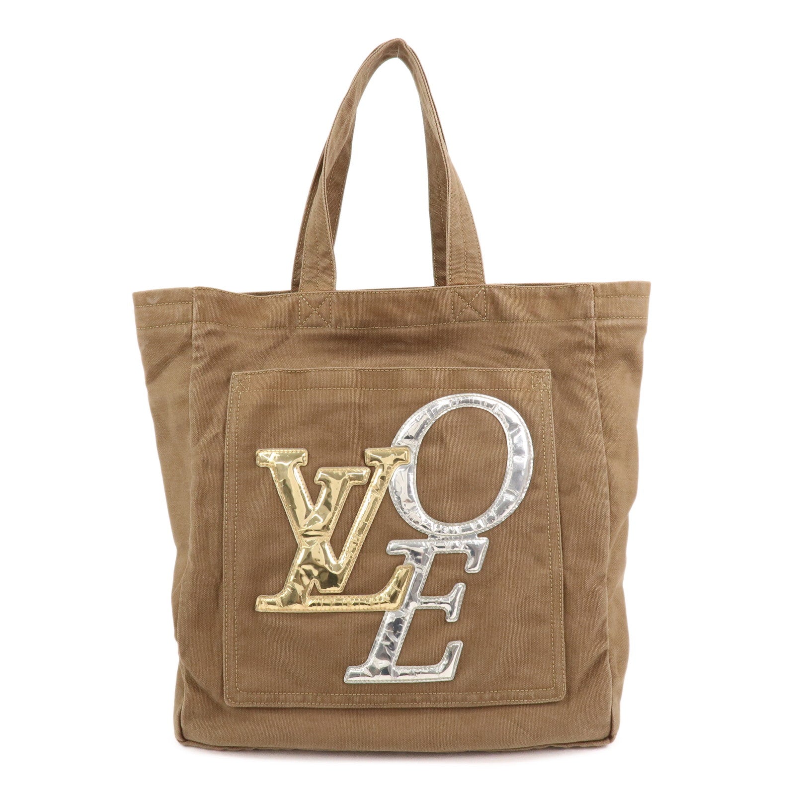 Louis Vuitton Thats Love MM Canvas Tote Bag Hand Bag Khaki M56385