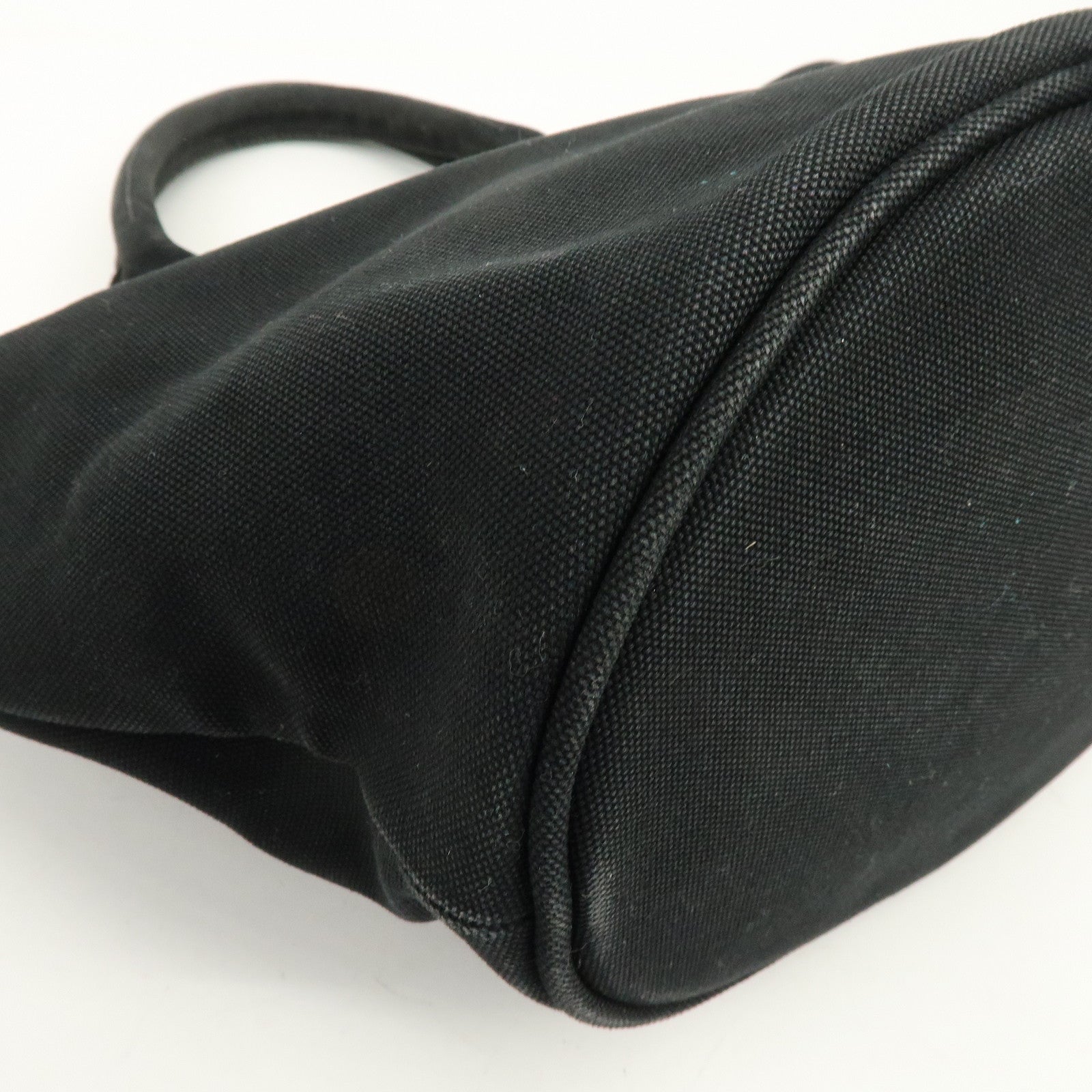 PRADA Triangle Logo Canapa Canvas 2Way Bag Tote Bag Black 1BG186