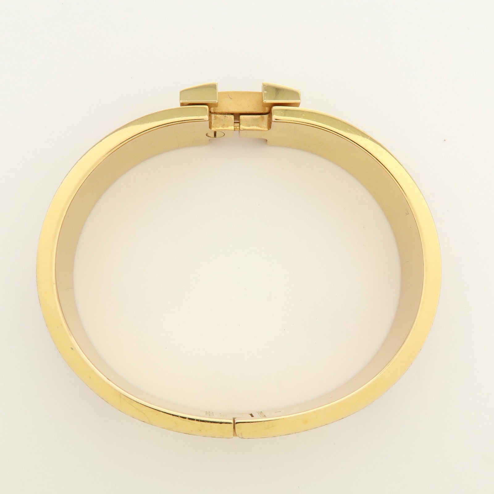 HERMES Clic Clac PM Metal Bracelet Bangle Pink