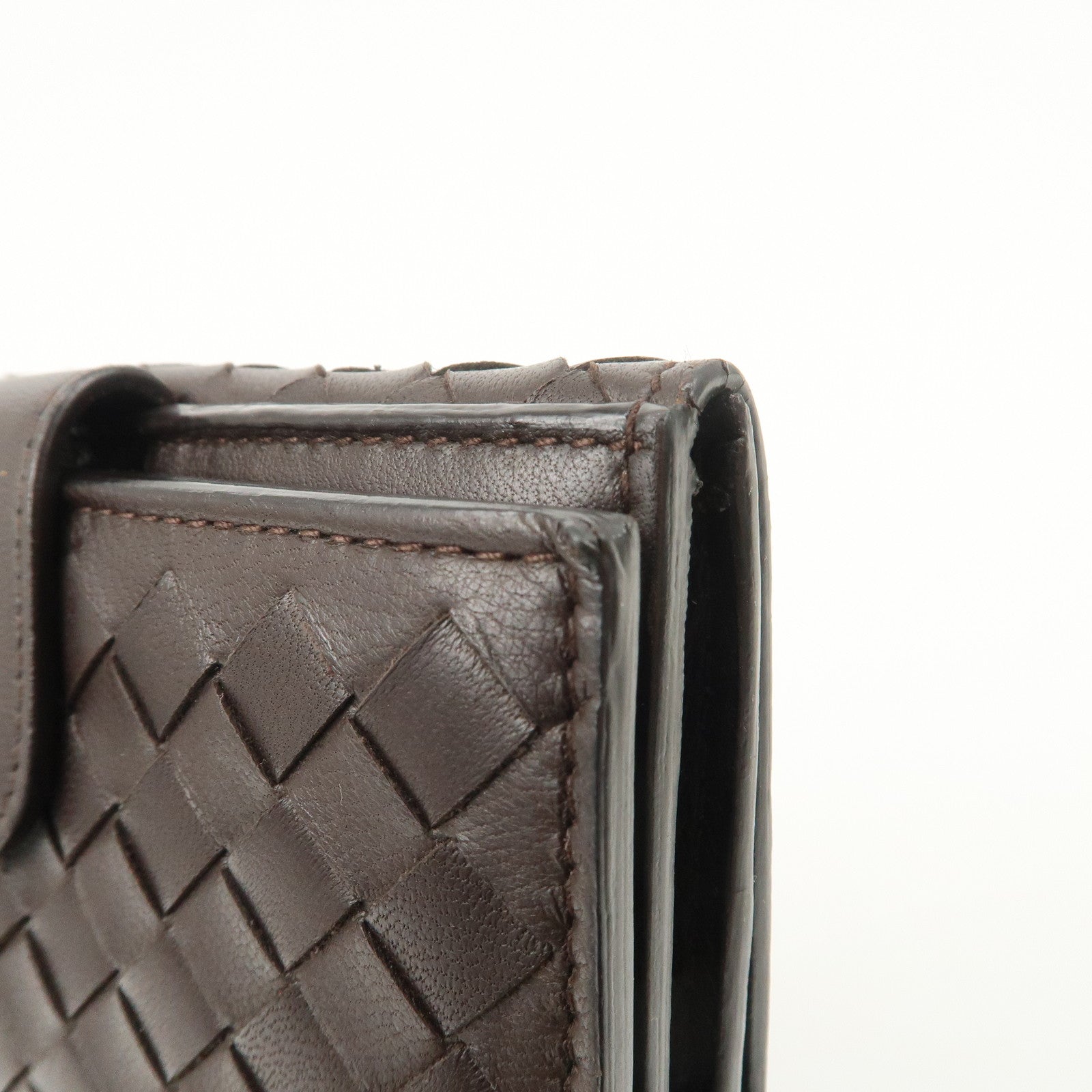Bottega Veneta Intrecciato Leather Bi-fold Comact Wallet Brown