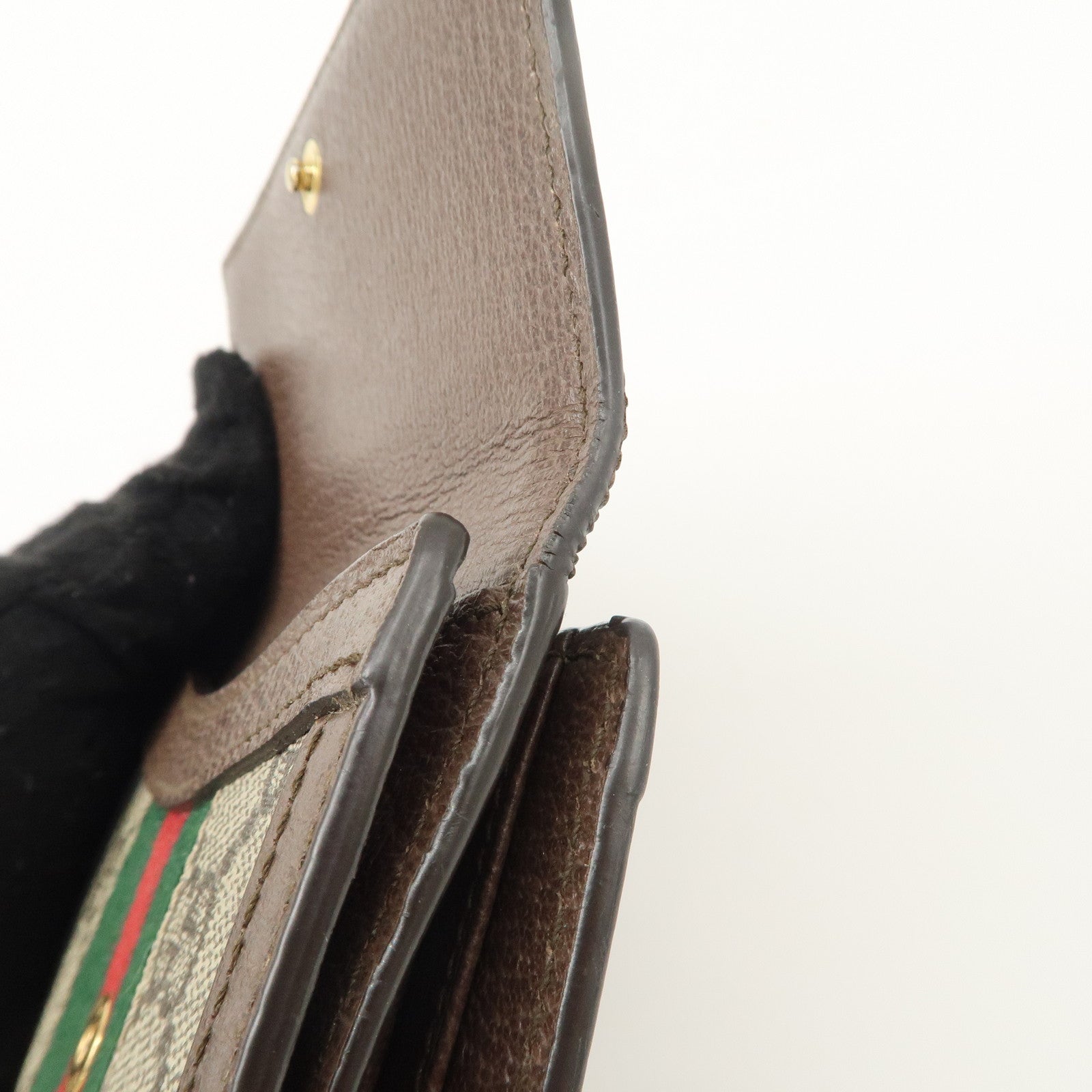 GUCCI Ophidia Sherry GG Supreme Wallet Beige Brown 523173 Used