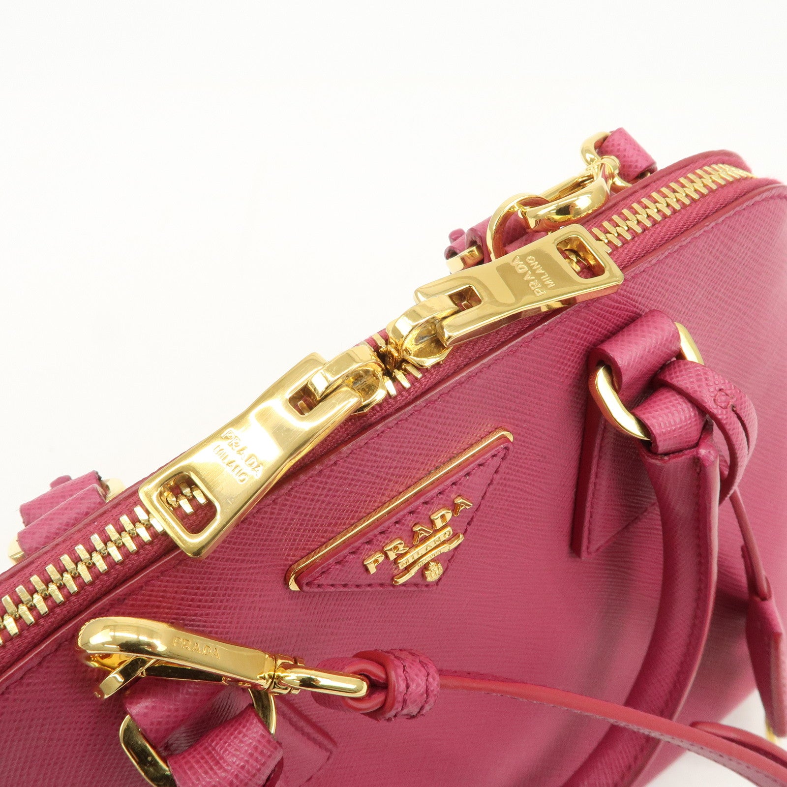 PRADA Saffiano Leather 2Way Hand Bag Shoulder Bag Pink 1BA838