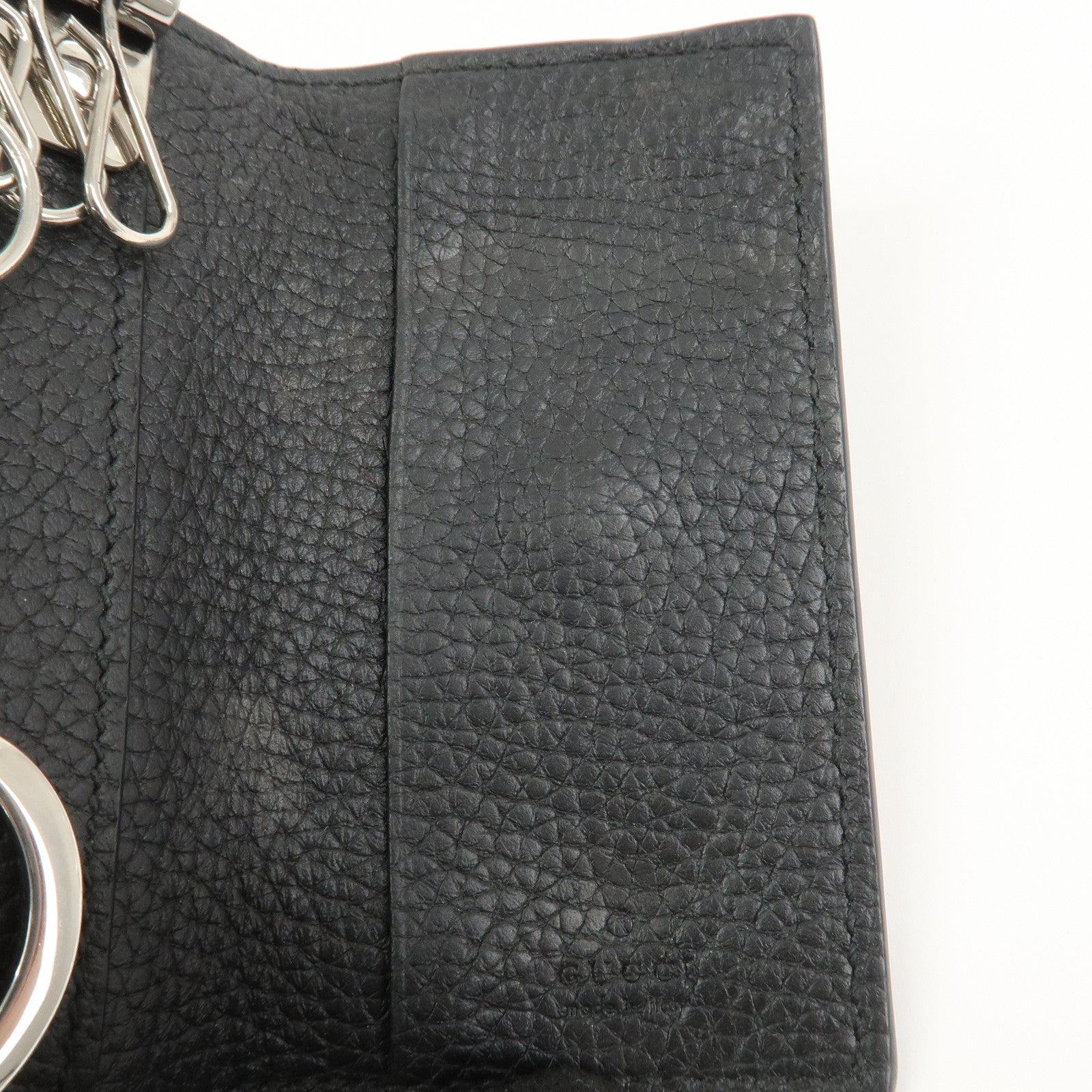 GUCCI Logo Leather 6 Rings Key Case Key Holder Black 771156