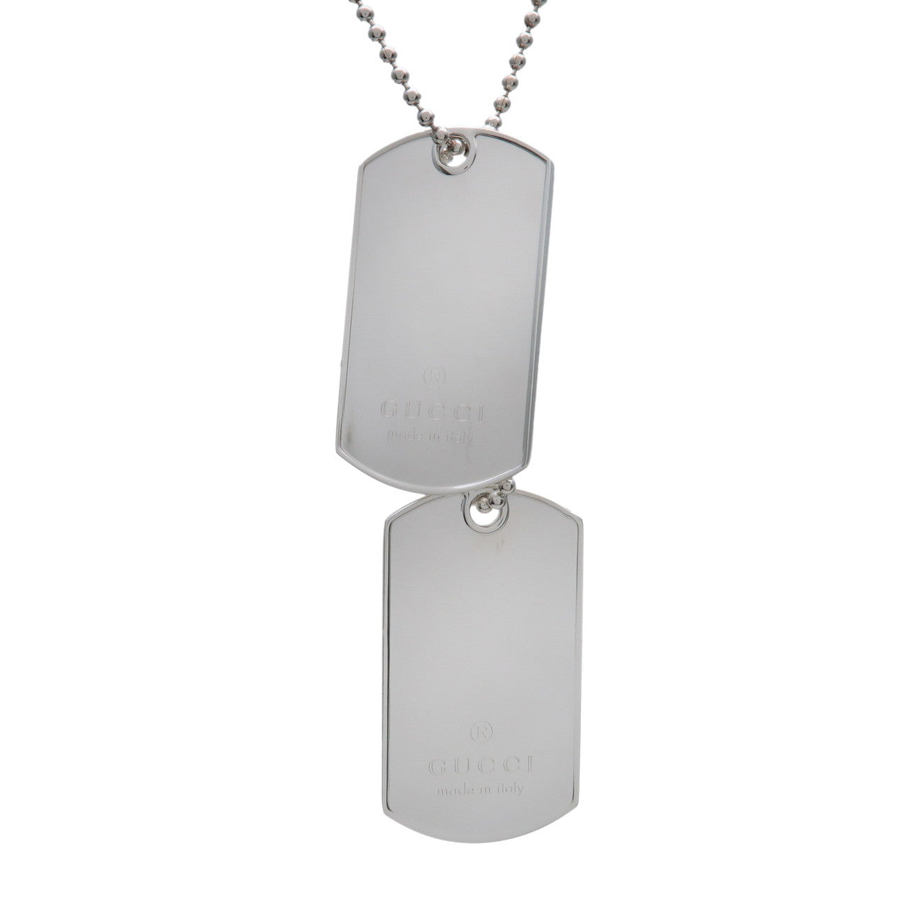 GUCCI Dog Tag Ball Chain Necklace SV925 Silver