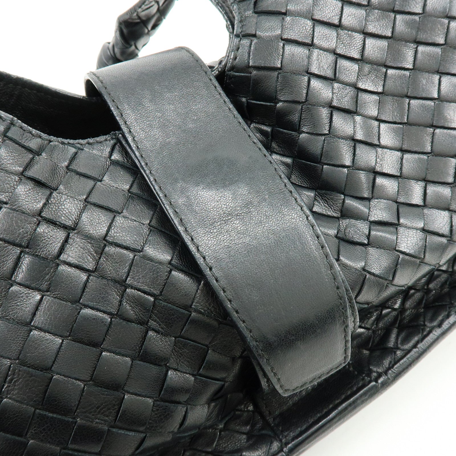 BOTTEGA VENETA  Intrecciato Leather Hand Bag Black 113087