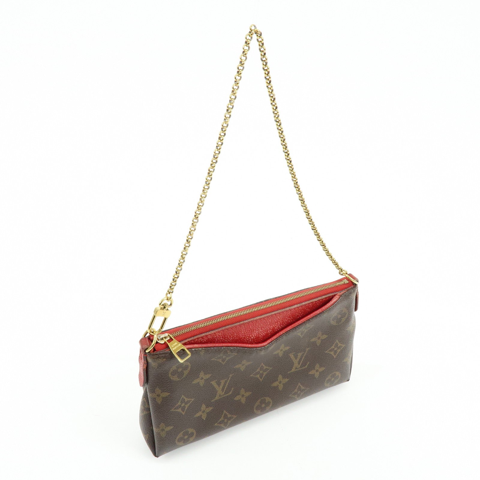 Louis Vuitton Monogram Pallas Clutch 2Way Bag Cerise M41638