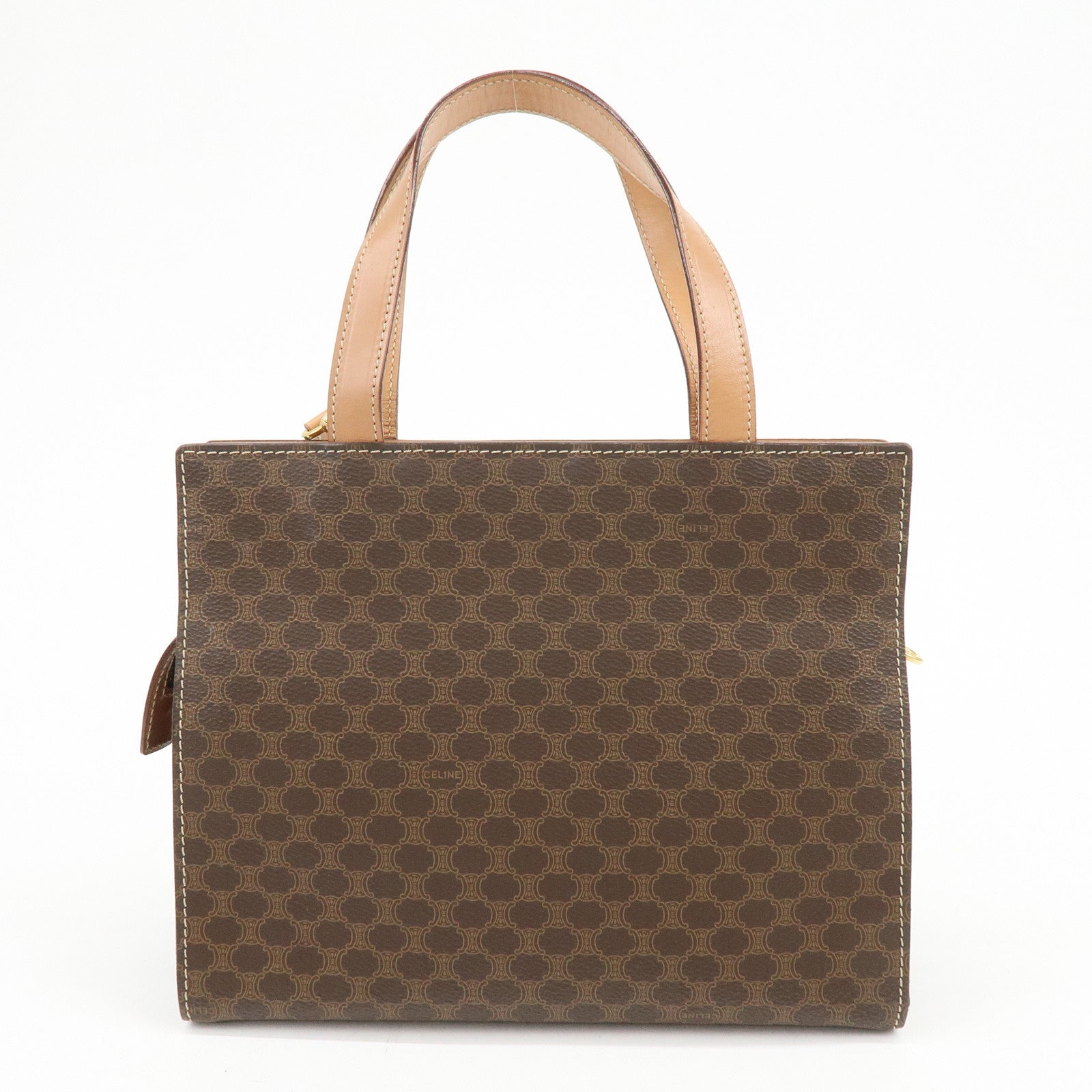 CELINE Macadam PVC Leather 2Way Bag Hand Bag Shoulder Bag Brown