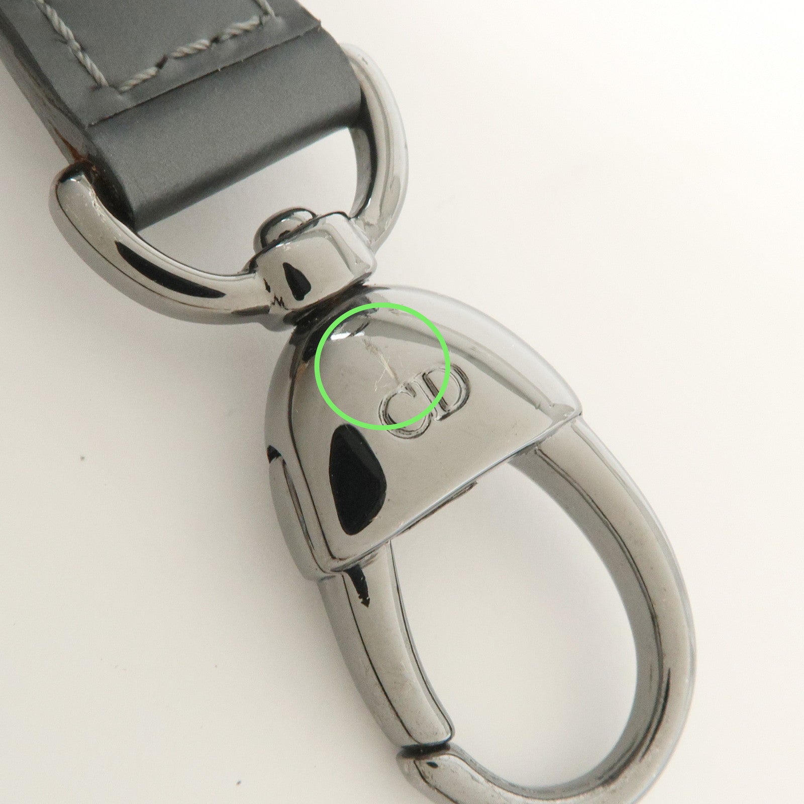 Christian Dior Maris Pearl Logo Leather Hand Bag Gray