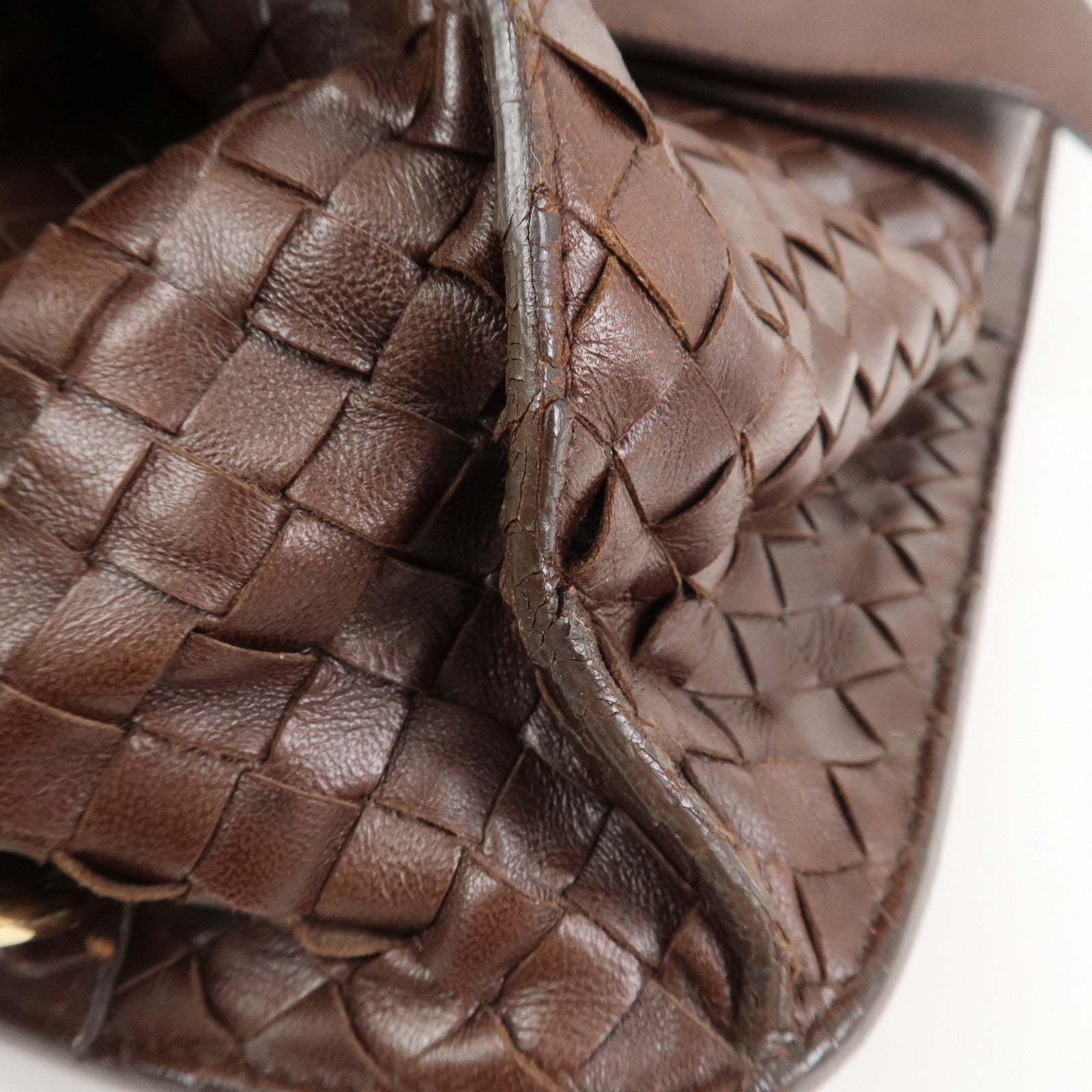 BOTTEGA VENETA Intrecciato Leather Hand Bag Brown