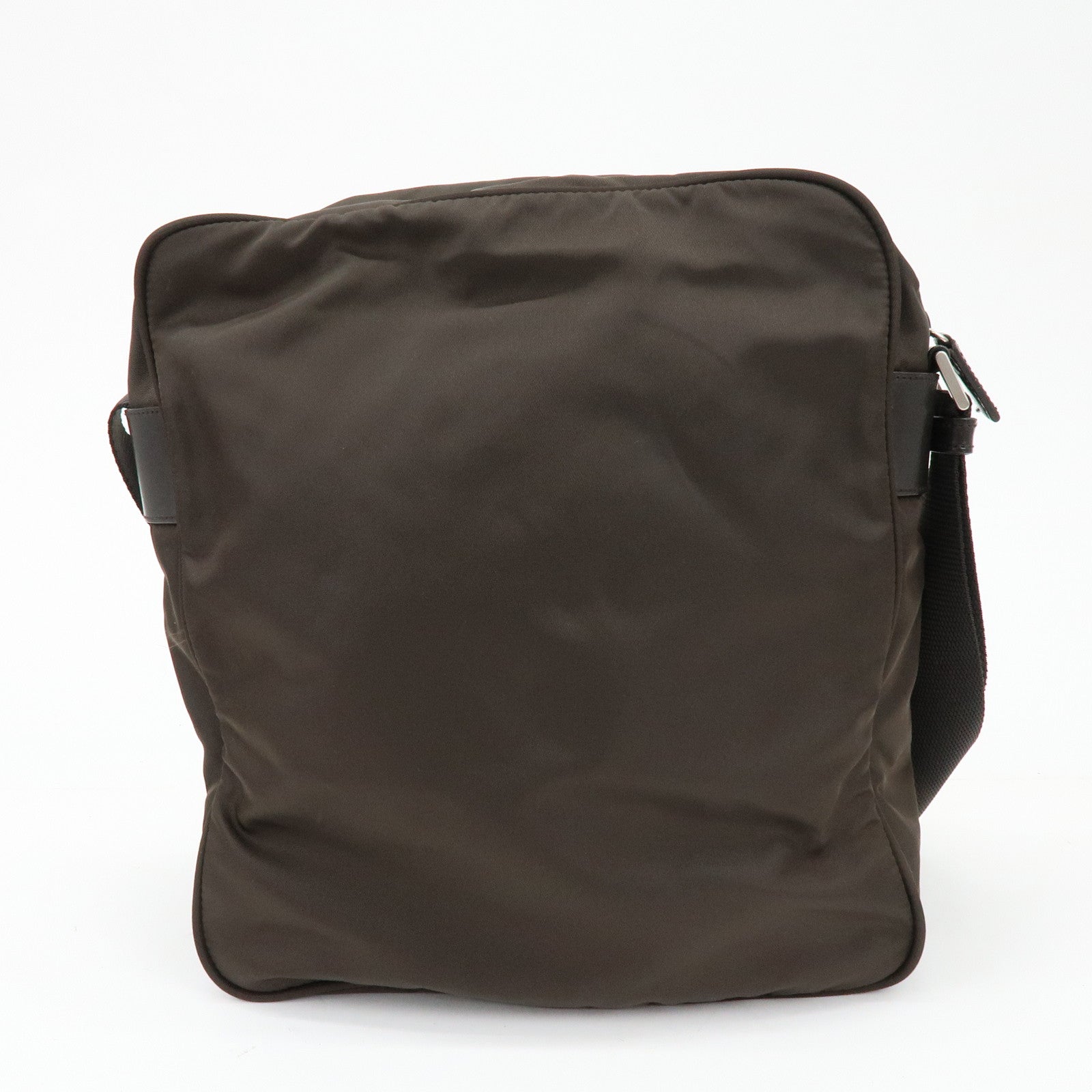 PRADA Triangle Logo Nylon Leather Shoulder Crossbody Bag Brown