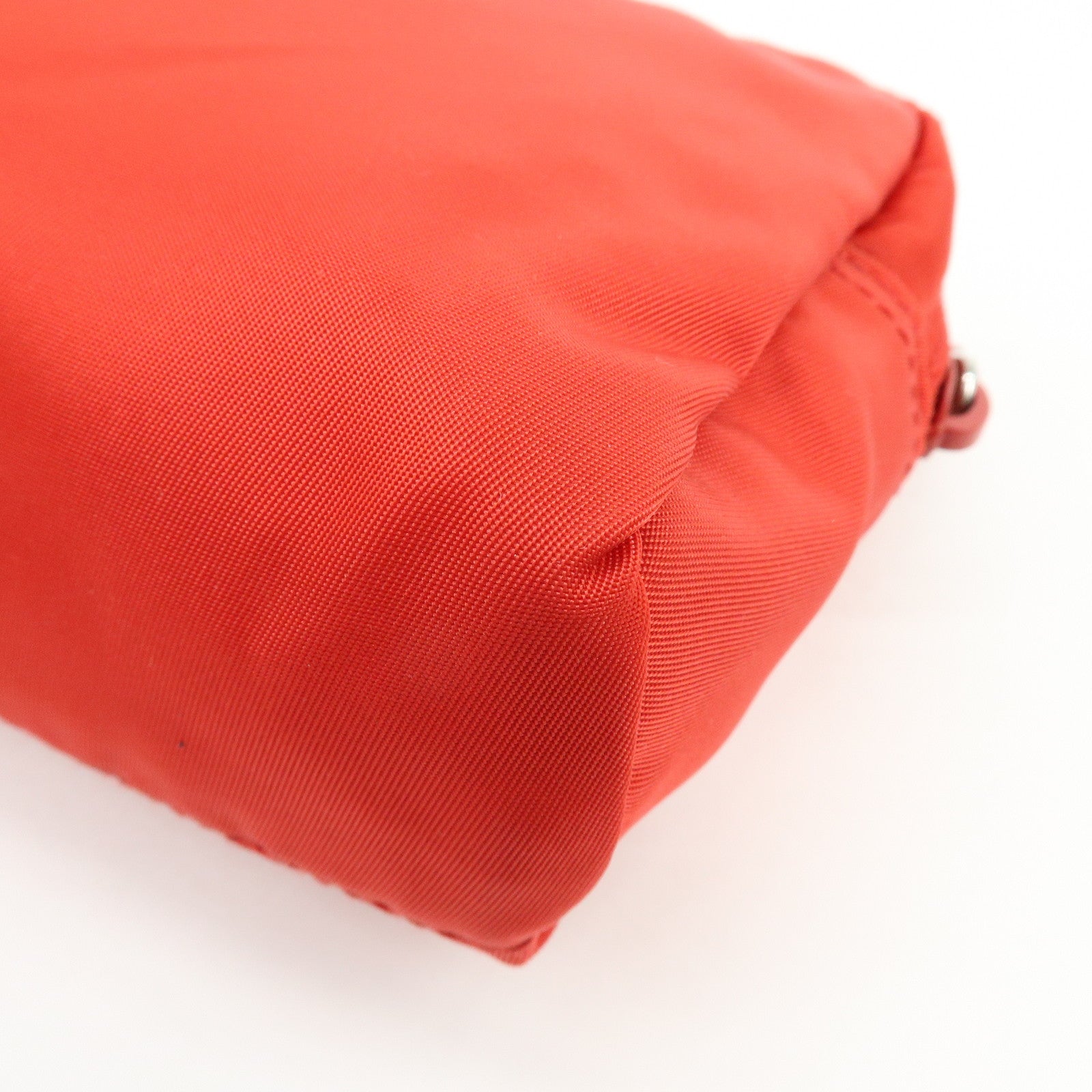 PRADA Triangle Logo Nylon Pouch Cosmetic Pouch Red