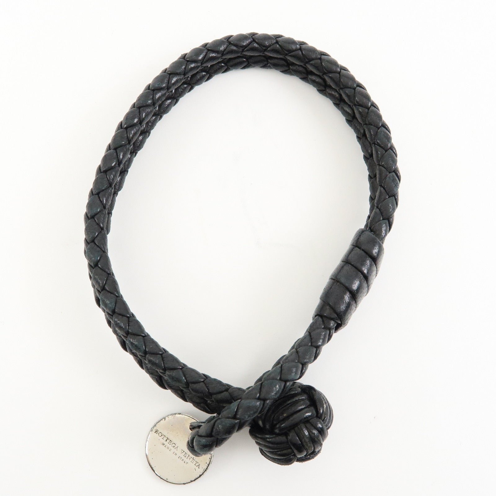 BOTTEGA VENETA Leather SV925 Bracelet Black