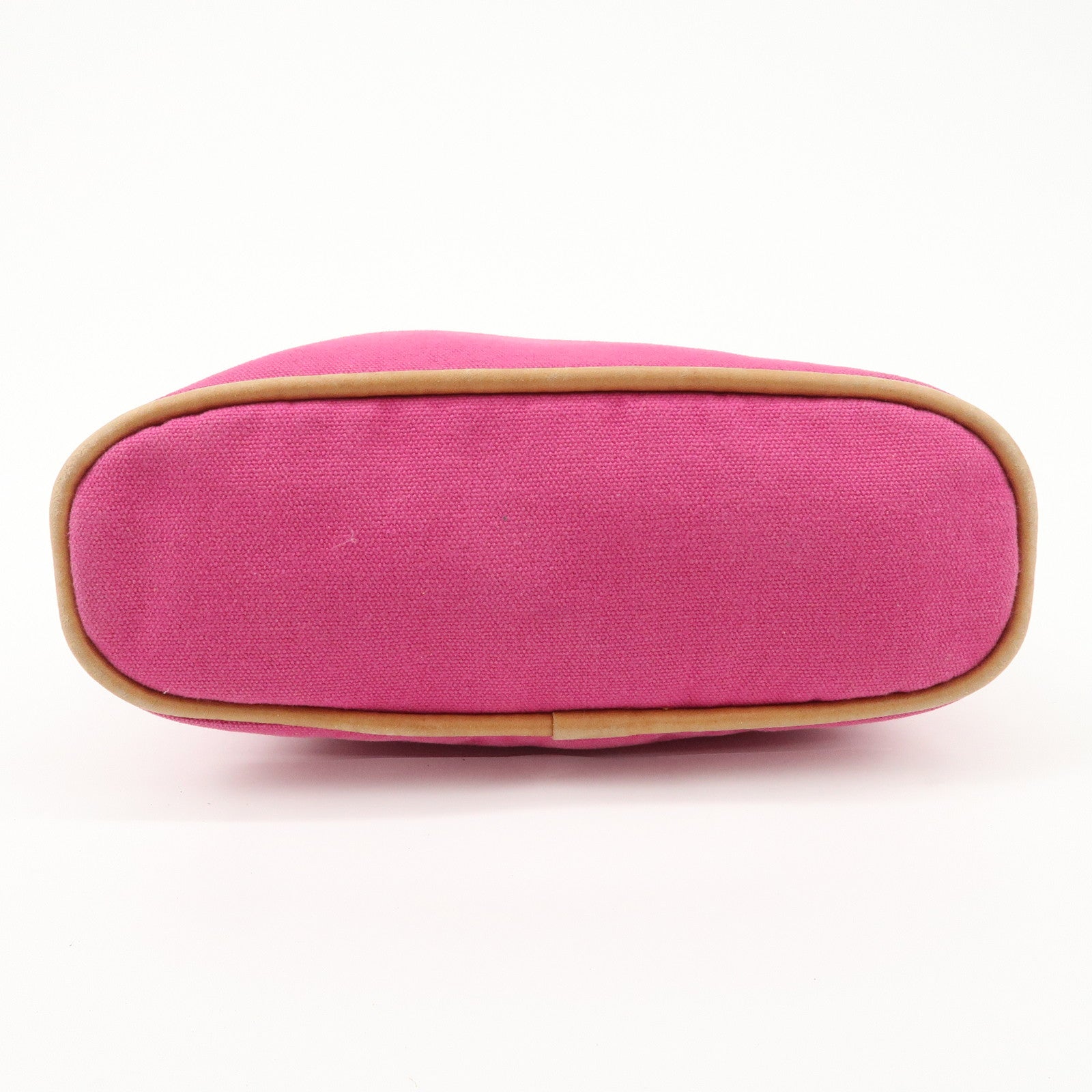 HERMES Set of 2 Leather Canvas Pouch Cosmetic Pouch Pink Yellow Used