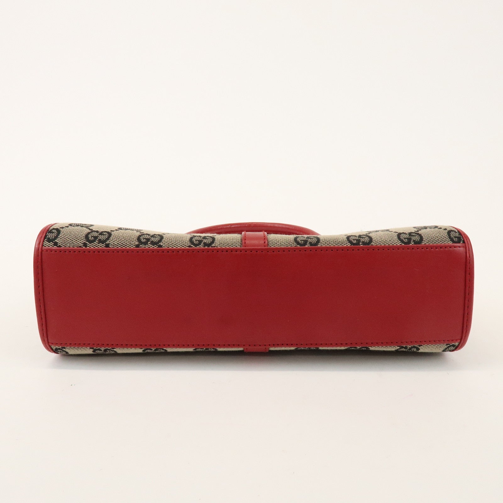 GUCCI Jackie GG Canvas Leather Shoulder Bag Beige Red 002.1068