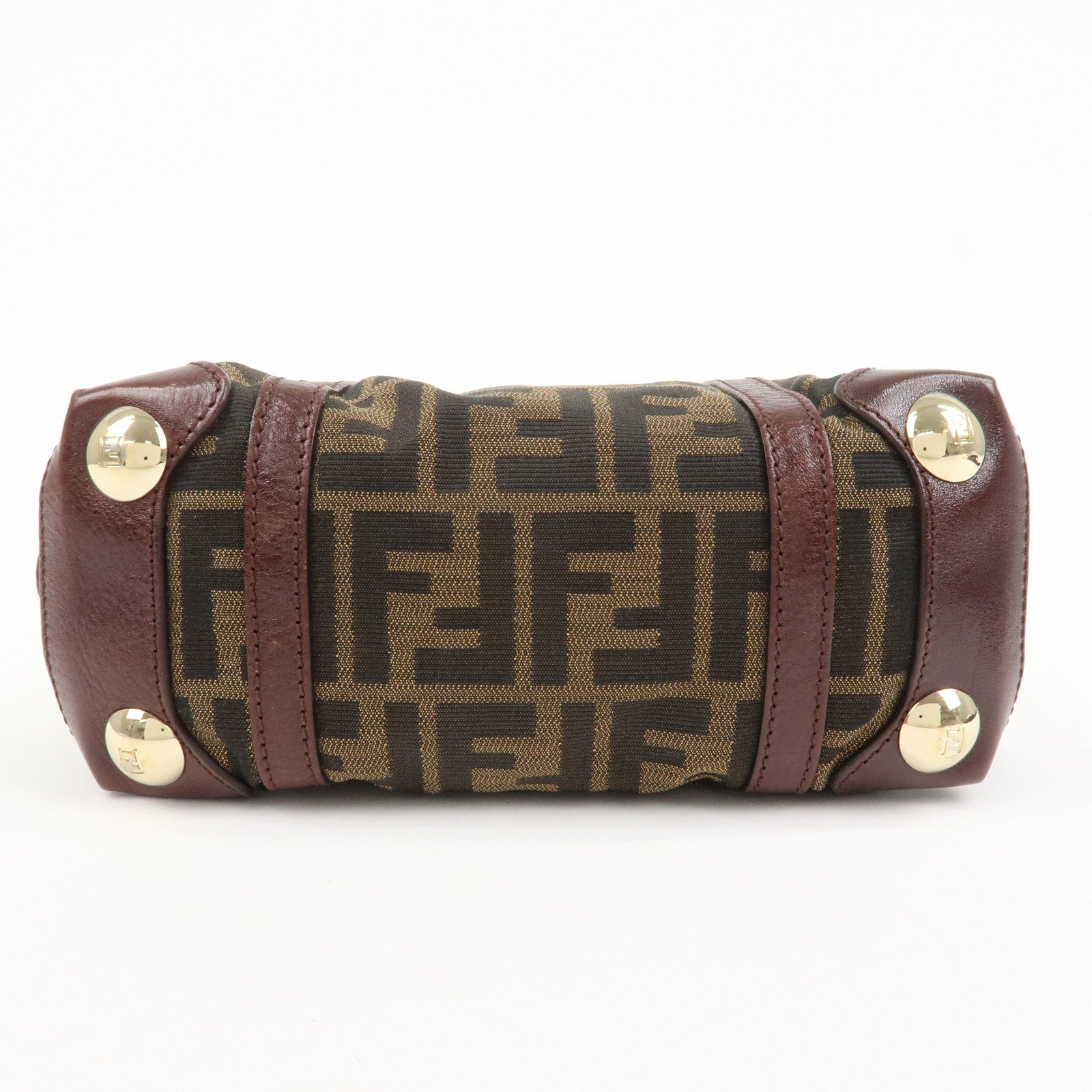 FENDI Zucca Canvas Leather 2Way Bag Mini Boston Bag Hand Bag 8BL084