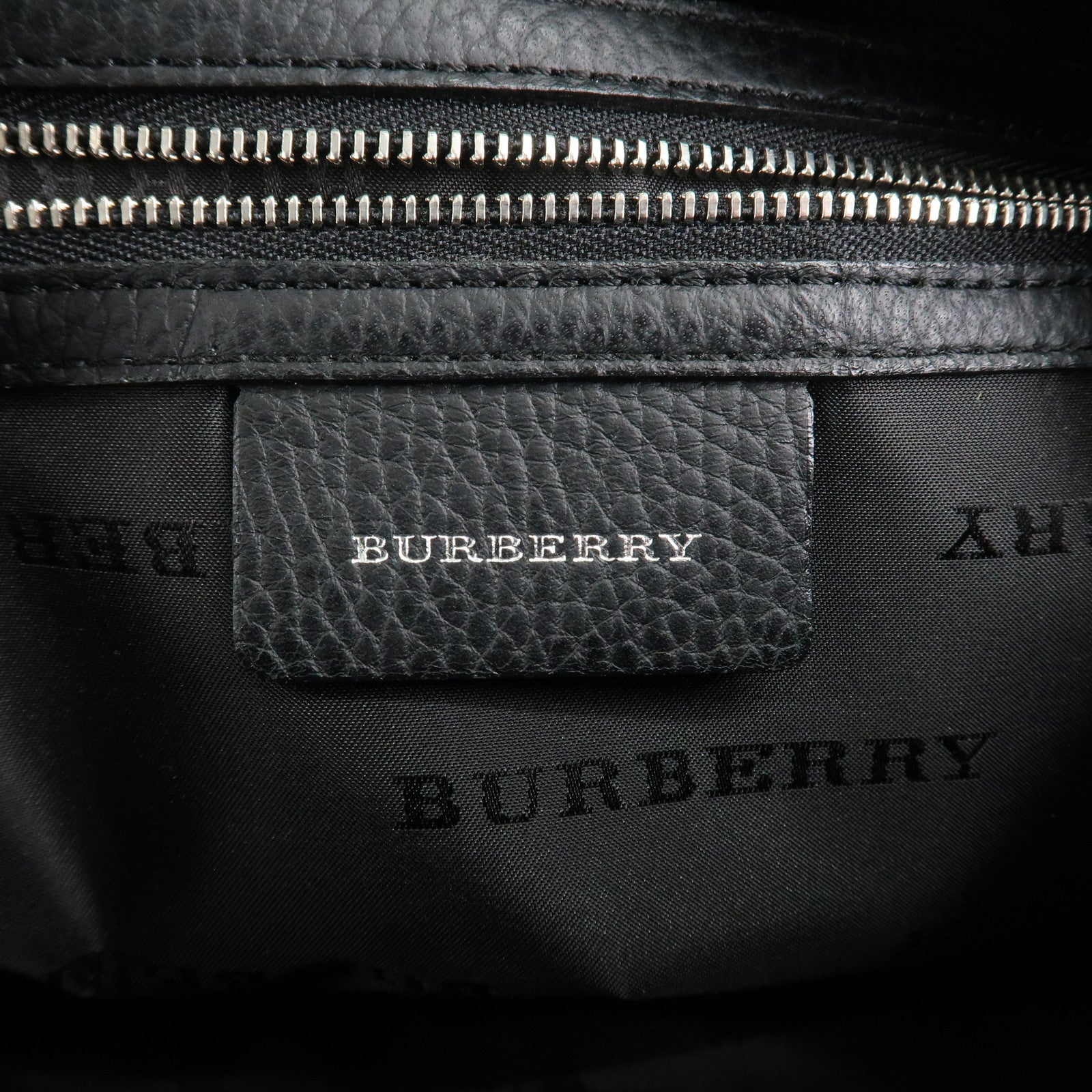 BURBERRY Canvas Leather Nova Plaid Boston Bag Black Beige Used