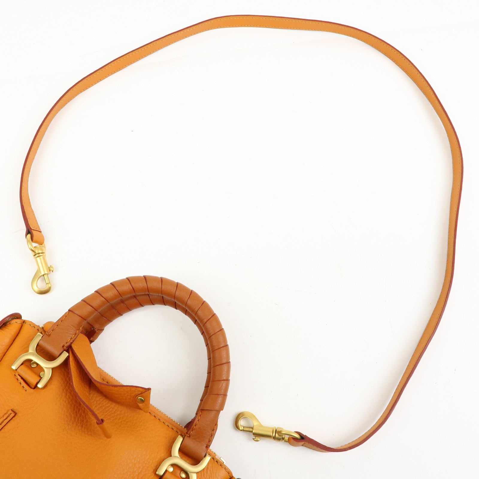 Chloe Marcy Leather 2Way Bag Hand Bag Shoulder Bag Orange