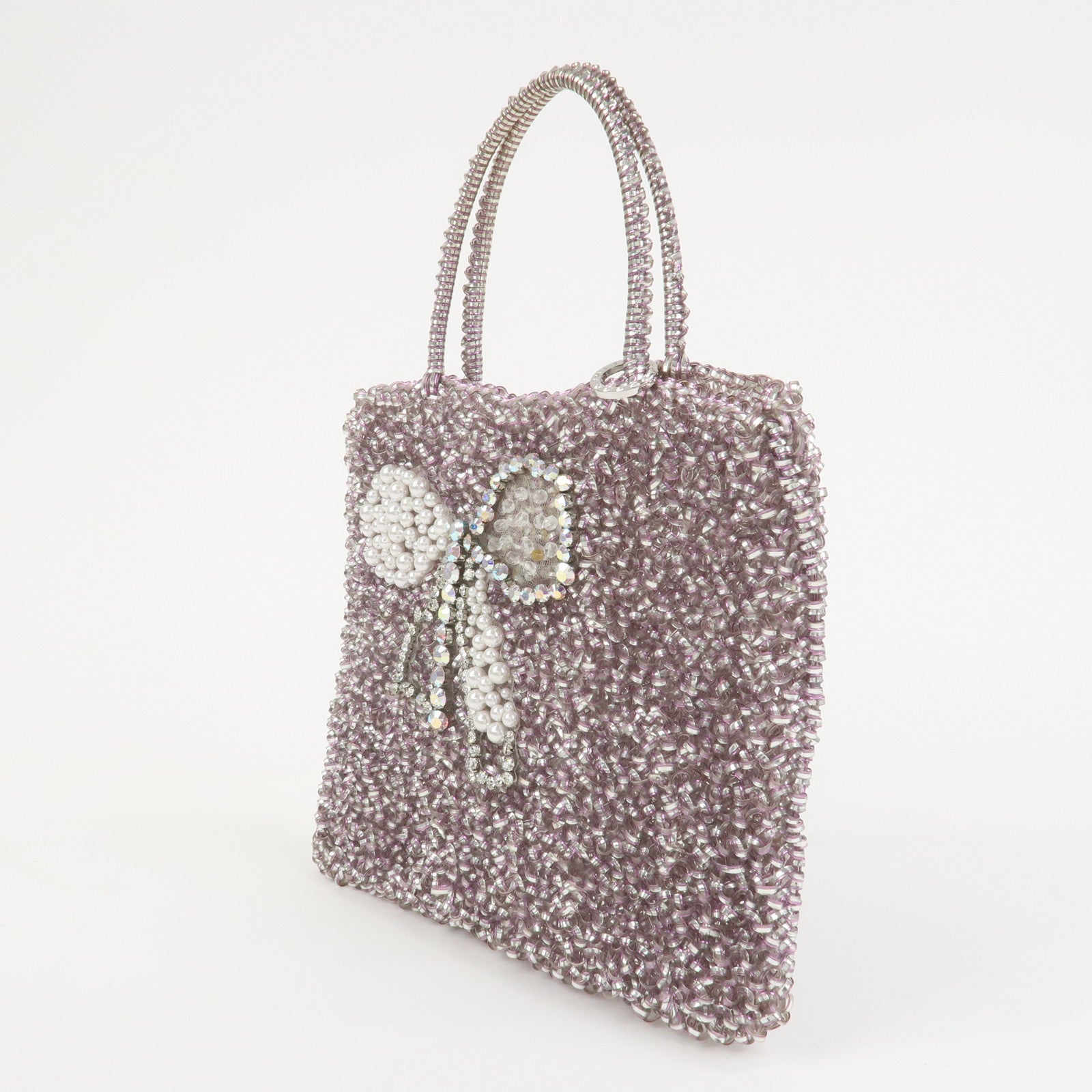 ANTEPRIMA PVC Wire Rhinestone Hand Bag Ribbon Pink