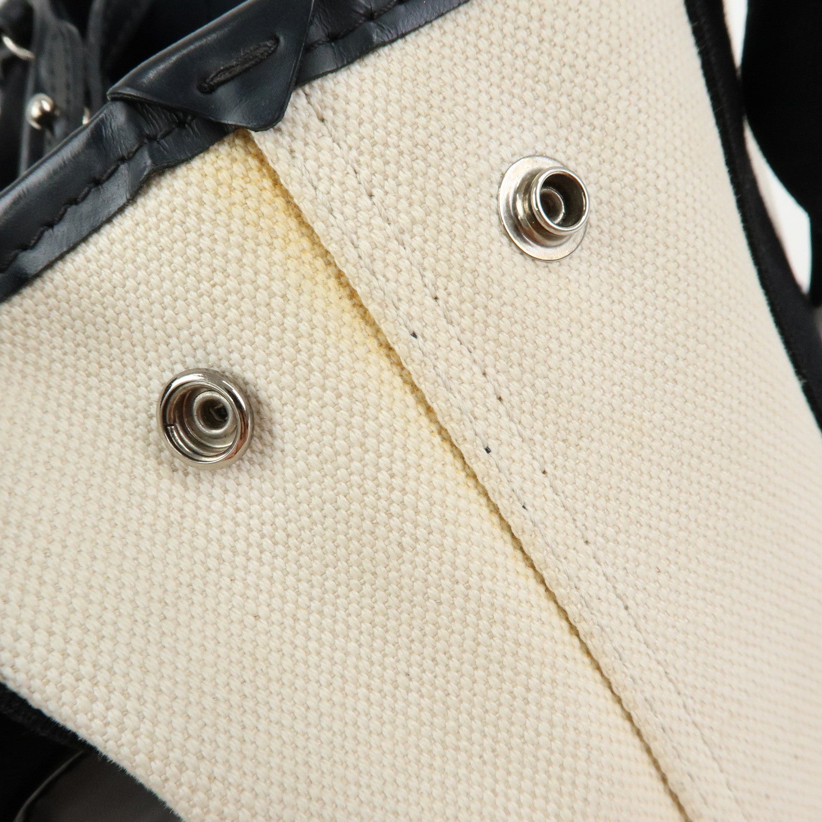 BALENCIAGA Navy Cabas XS Canvas Leather 2WAY Bag Natural 390346