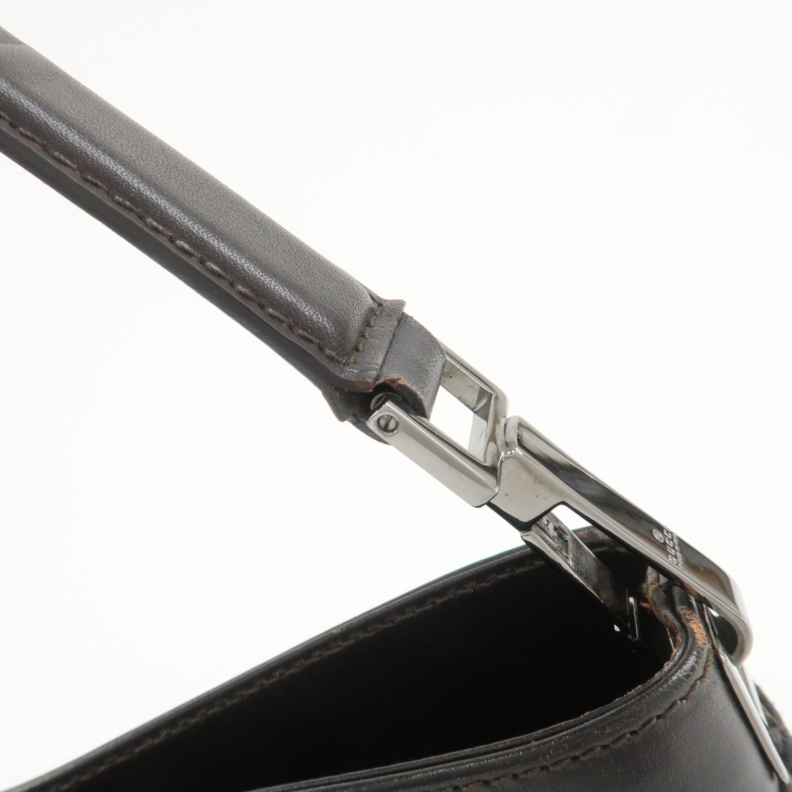 GUCCI GG Denim Leather Shoulder Bag Hand Bag Brown 143745