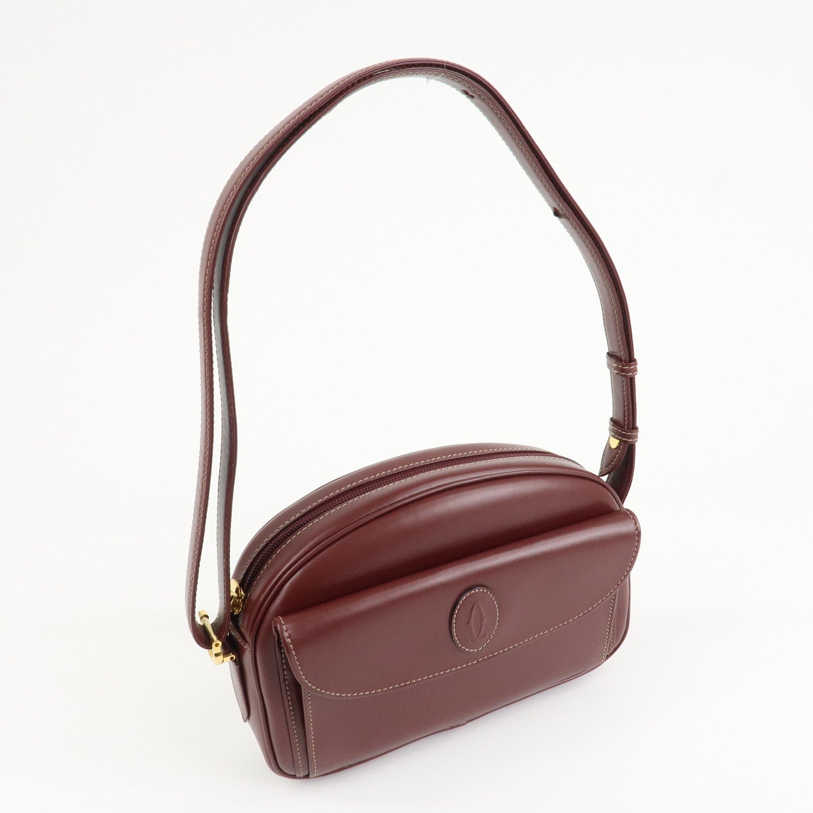 Cartier Must Line Calf Leather Shoulder Bag Burgundy