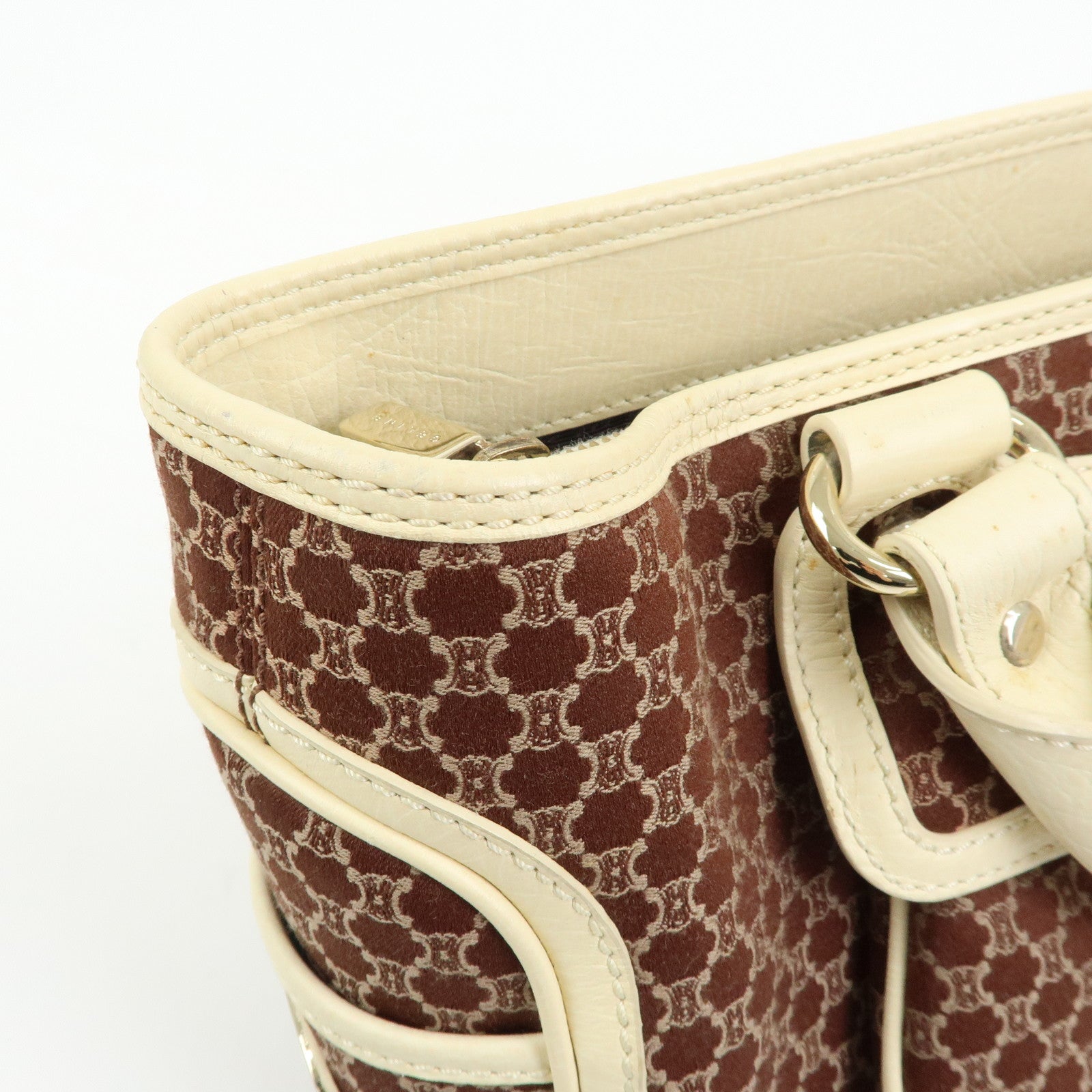 CELINE Macadam Boogie Bag Canvas Leather Hand Bag Tote Bag Brown