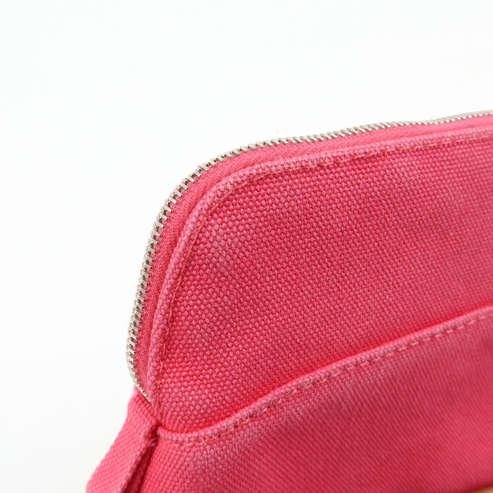 HERMES Canvas Leather Bolide Pouch Cosmetic Case Mini 16 Pink