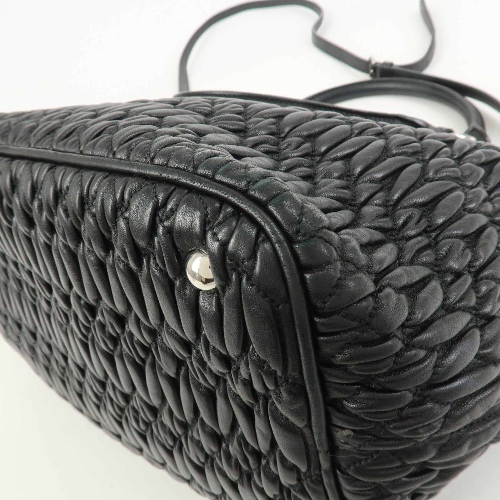 MIU MIU Matelasse Nappa Crystal 2Way Shoulder Bag Black 5BE896