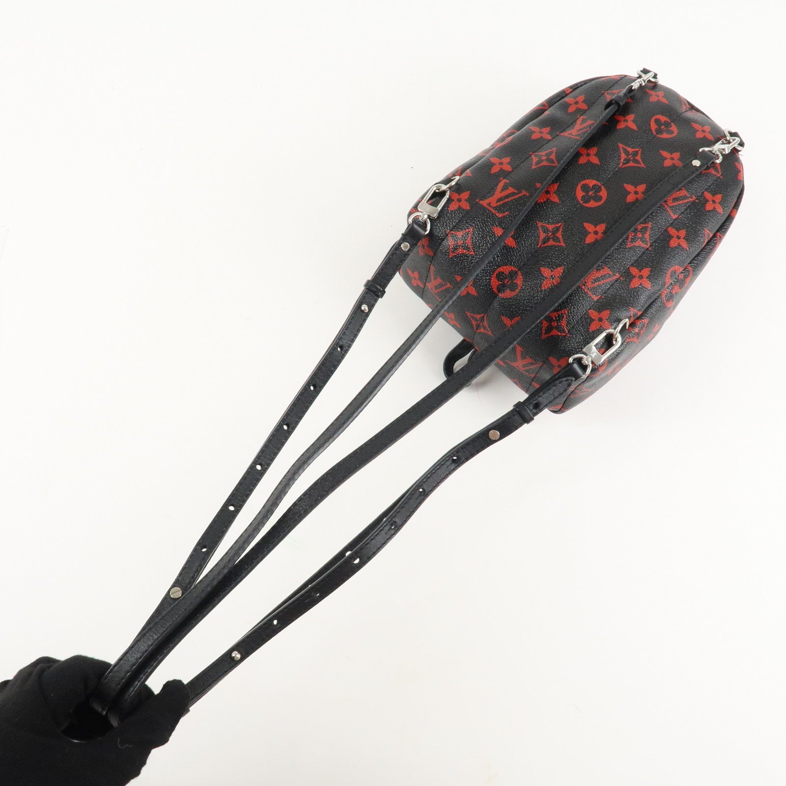 Louis Vuitton Monogram Palm Spring Canvas Mini Backpack Noir Red M41457 Used