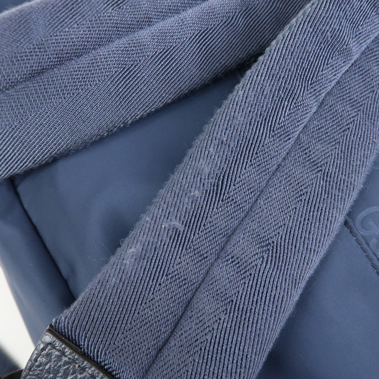 GUCCI GG Nylon Leather Backpack Rucksack Navy 387071