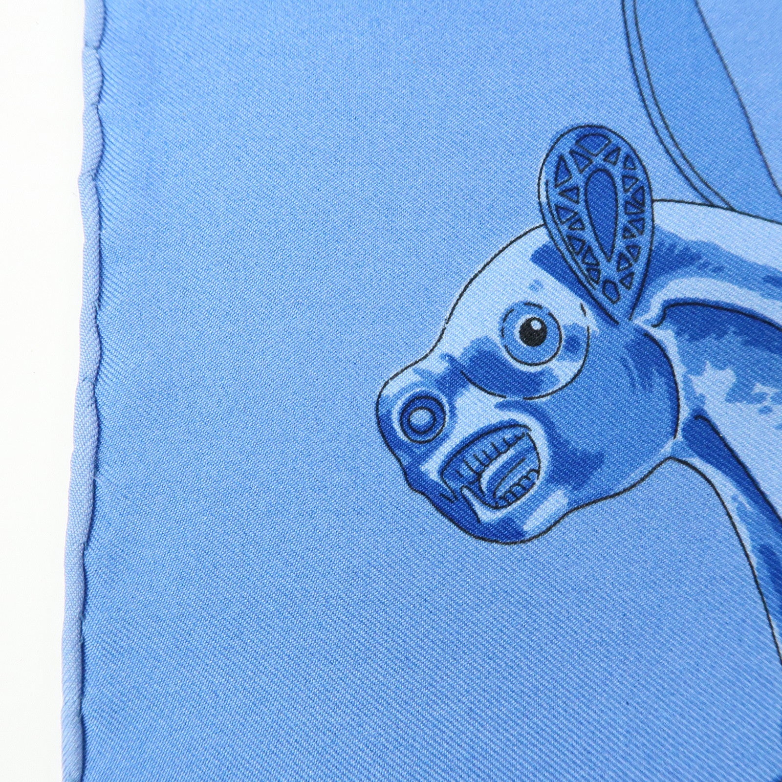 HERMES Carre 90 Silk 100% LES CAVALIERS D'OR Scarf Light Blue
