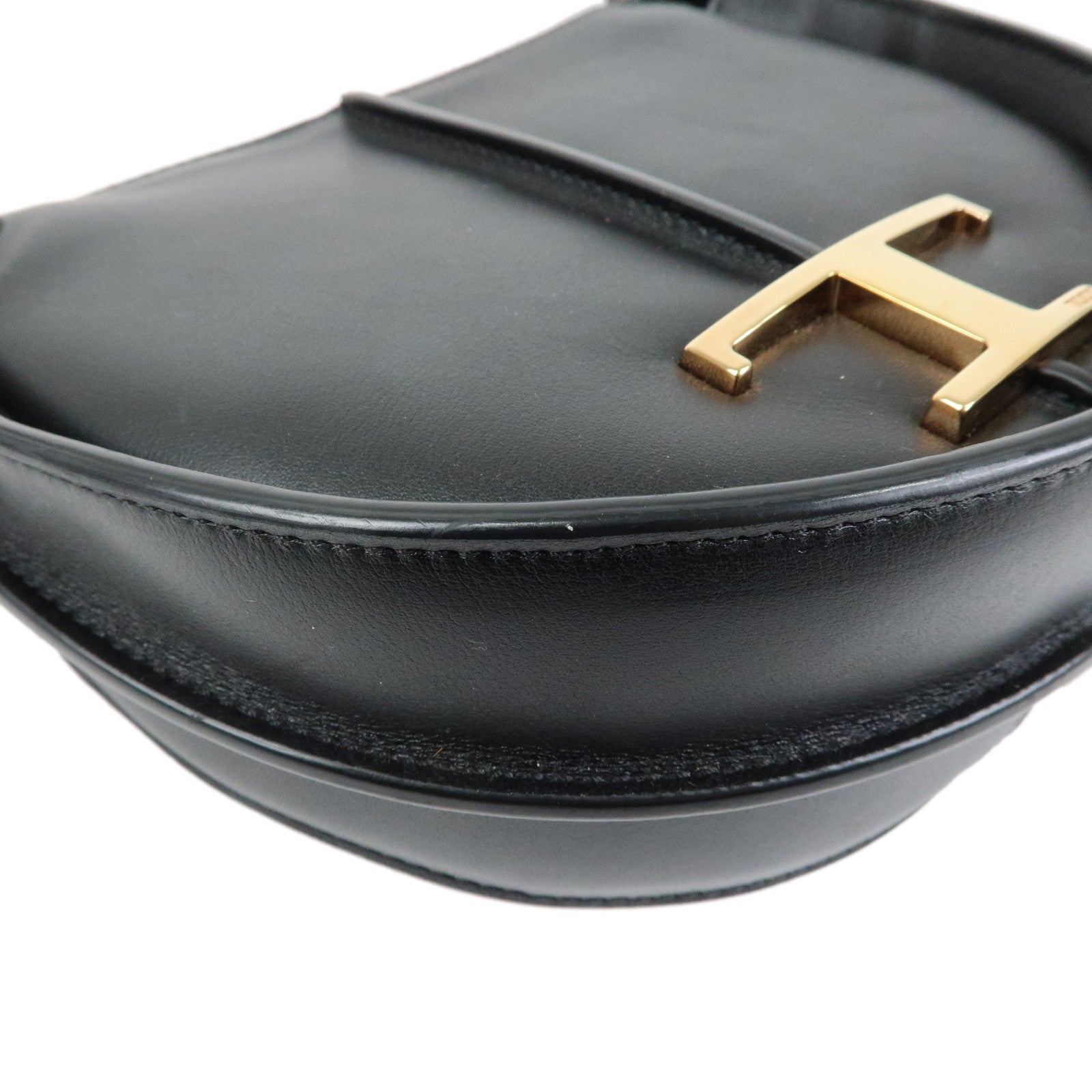 TOD'S T Timeless SACCA LUNA MICRO Leather Hand Bag Black