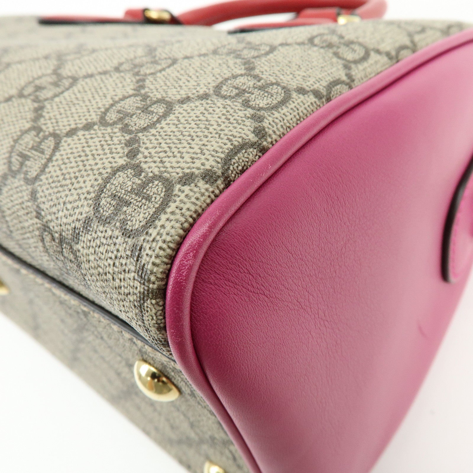 GUCCI GG Supreme Leather 2WAY Shoulder Bag Beige Red Pink 409529