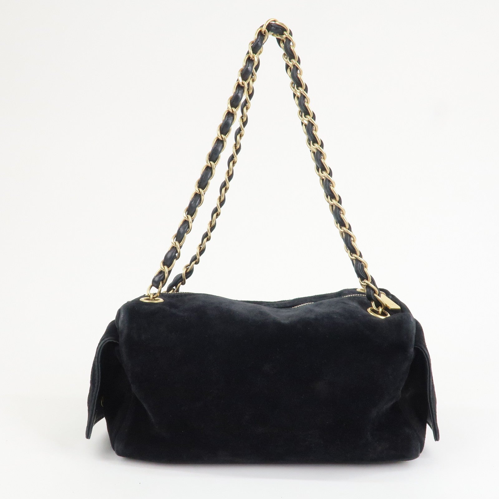 CHANEL COCO Mark Suede Leather Chain Shoulder Bag Black