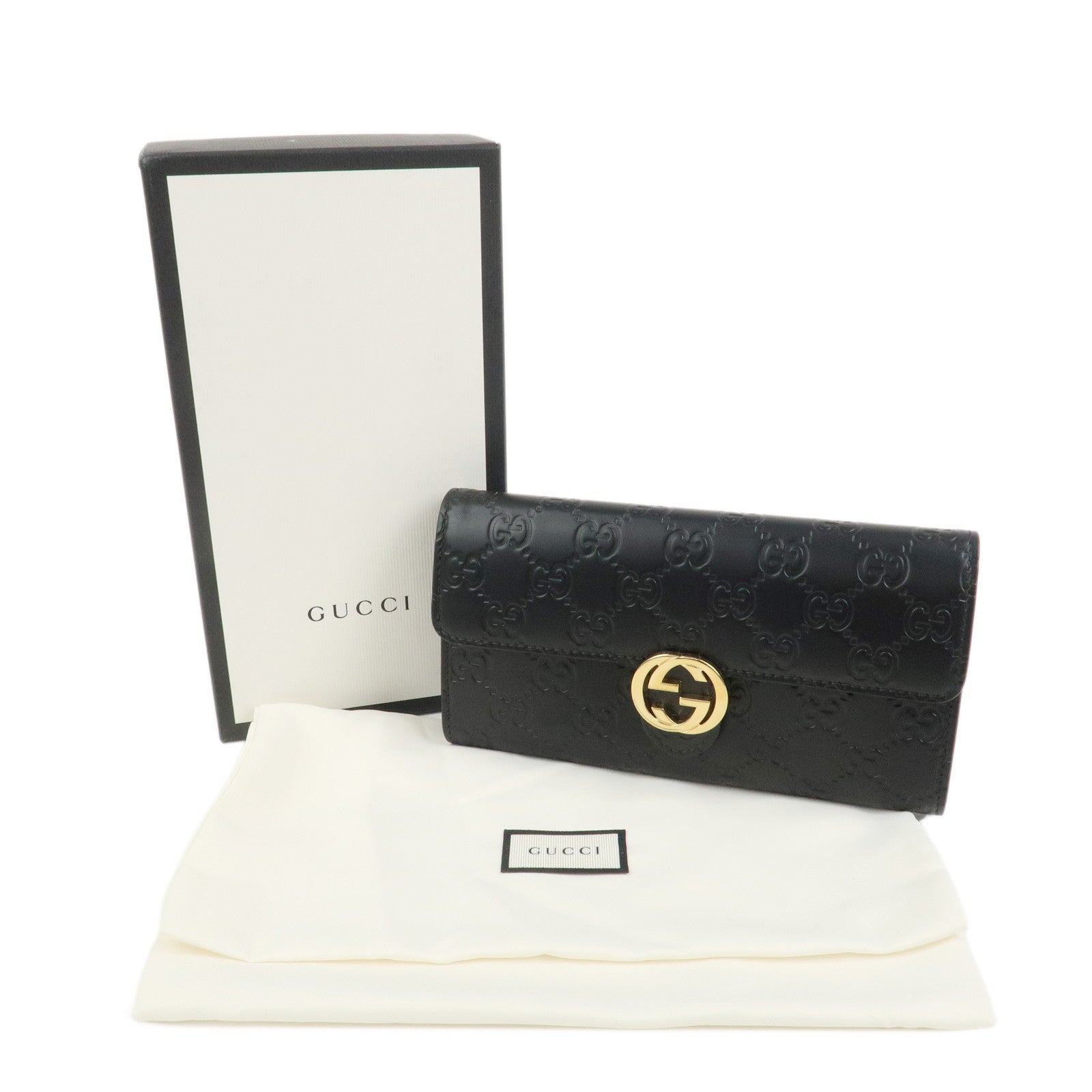 GUCCI Guccissima Interlocking G Long Wallet Black 369663
