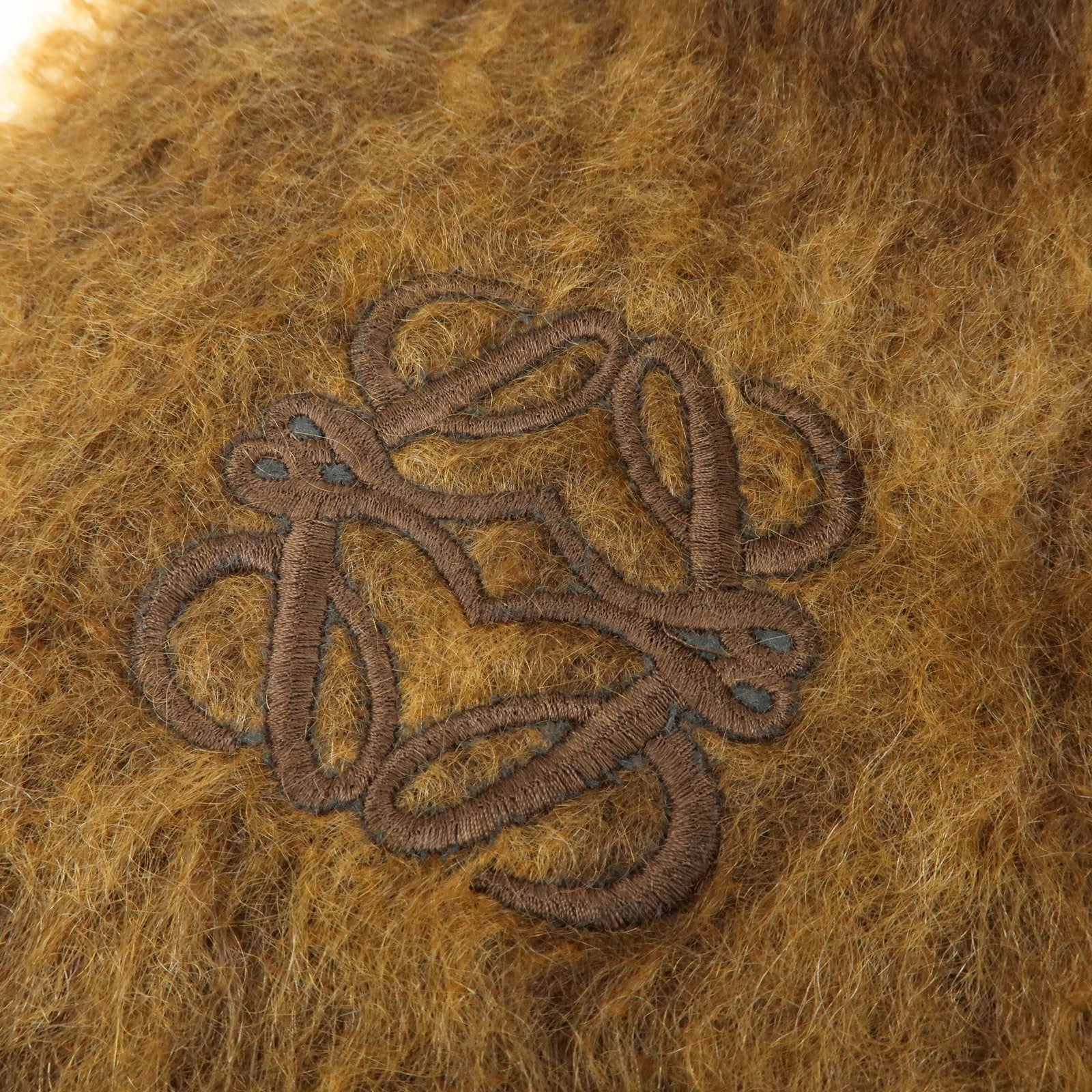 LOEWE Anagram Mohair Wool Scarf Shawl Brown Light Brown