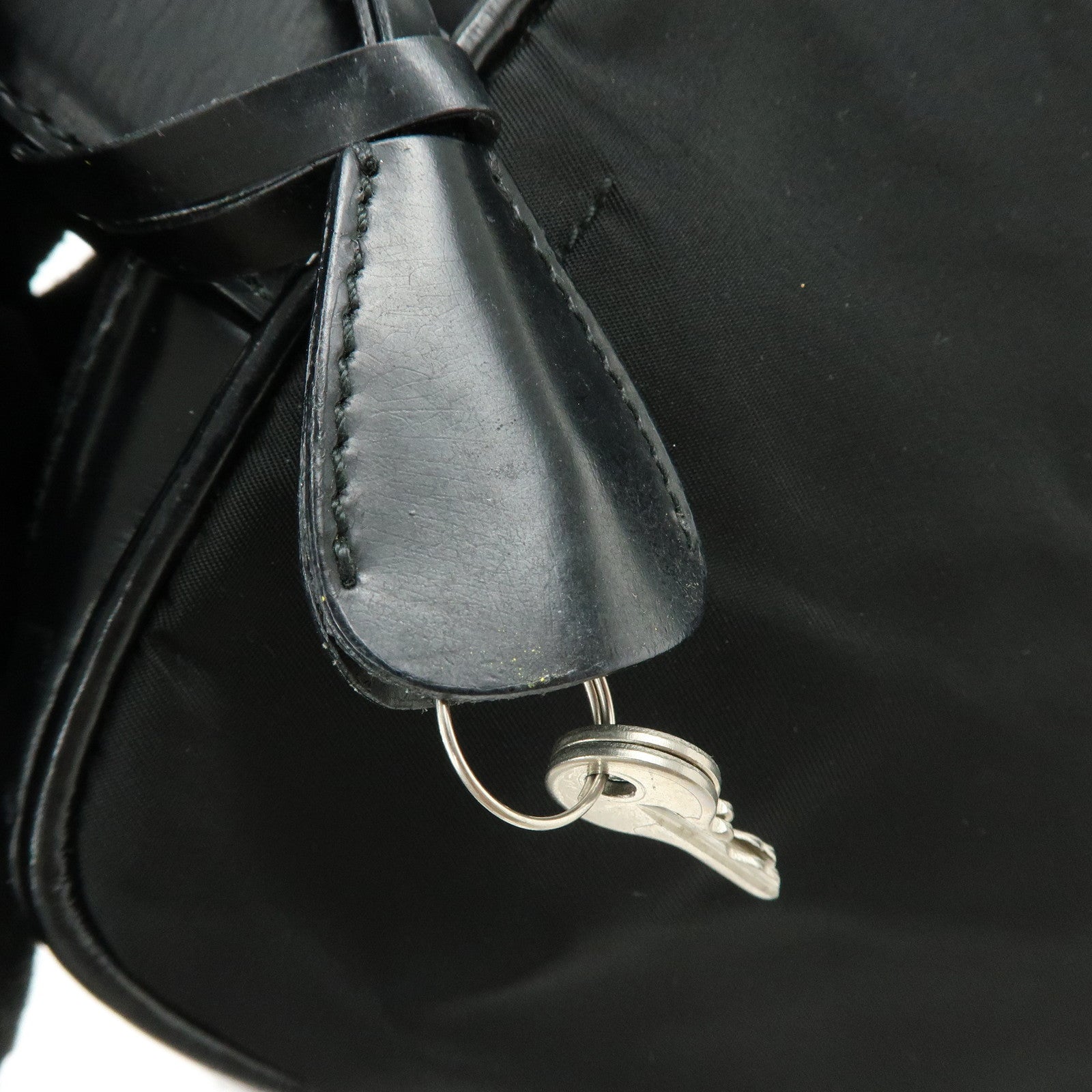 PRADA Triangle Logo Nylon Leather Shoulder Bag Tote Bag Black