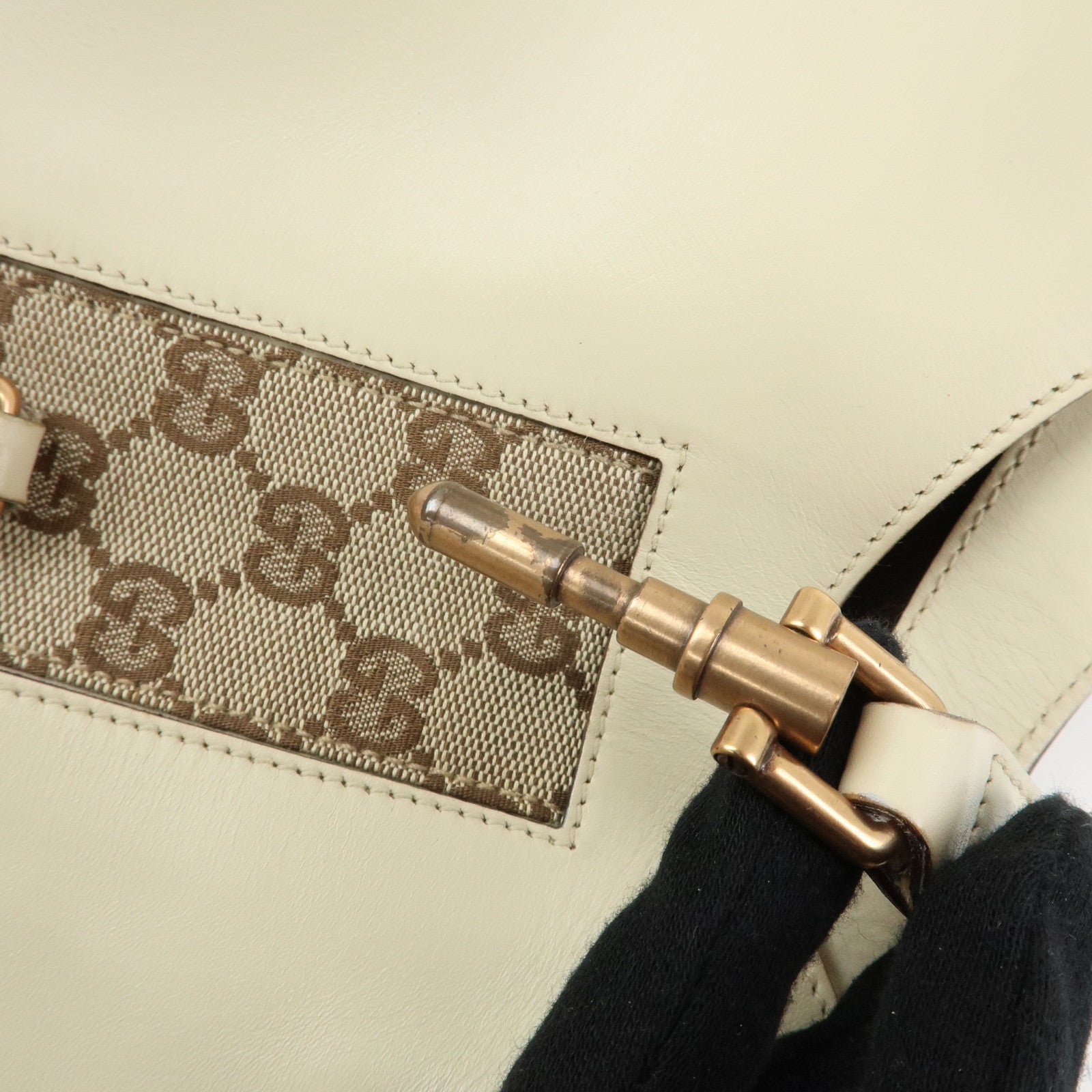GUCCI New Jackie GG Canvas Leather Shoulder Bag Hand Bag 124407