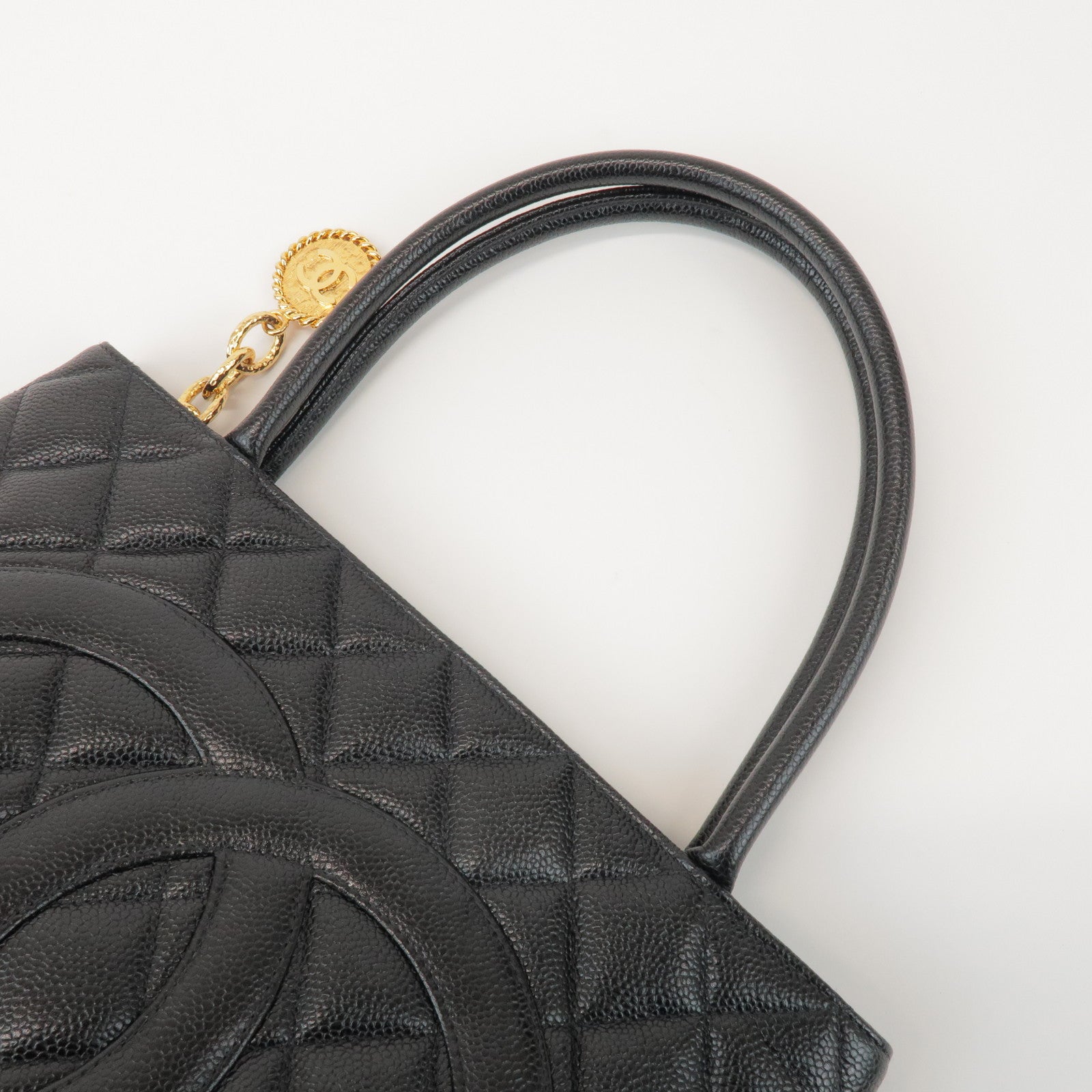 CHANEL Matelasse COCO Mark Caviarskin Medallion Tote Bag A01804