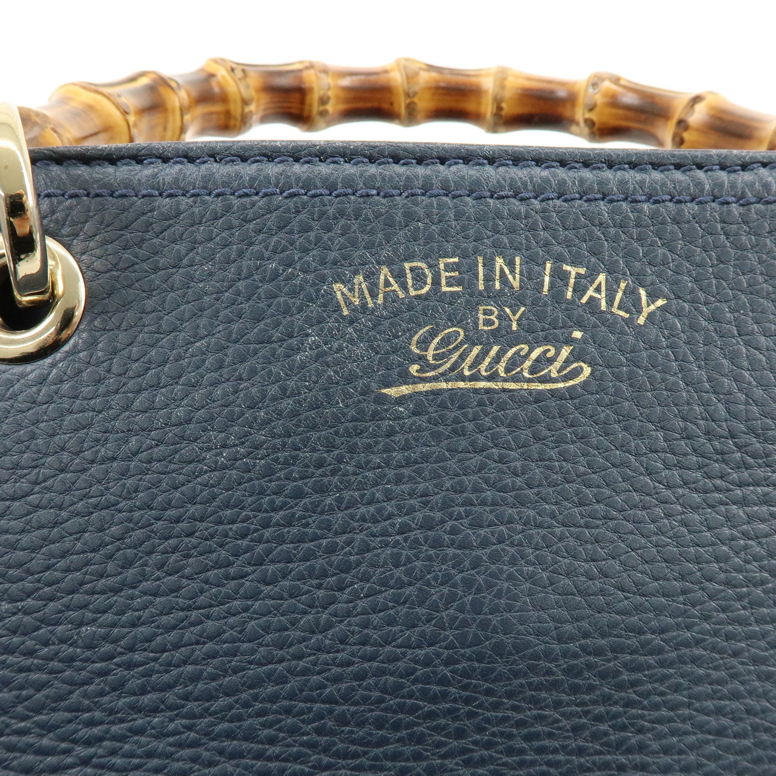 GUCCI Bamboo Leather 2Way Bag Tote Bag Shoulder Bag Blue 336032