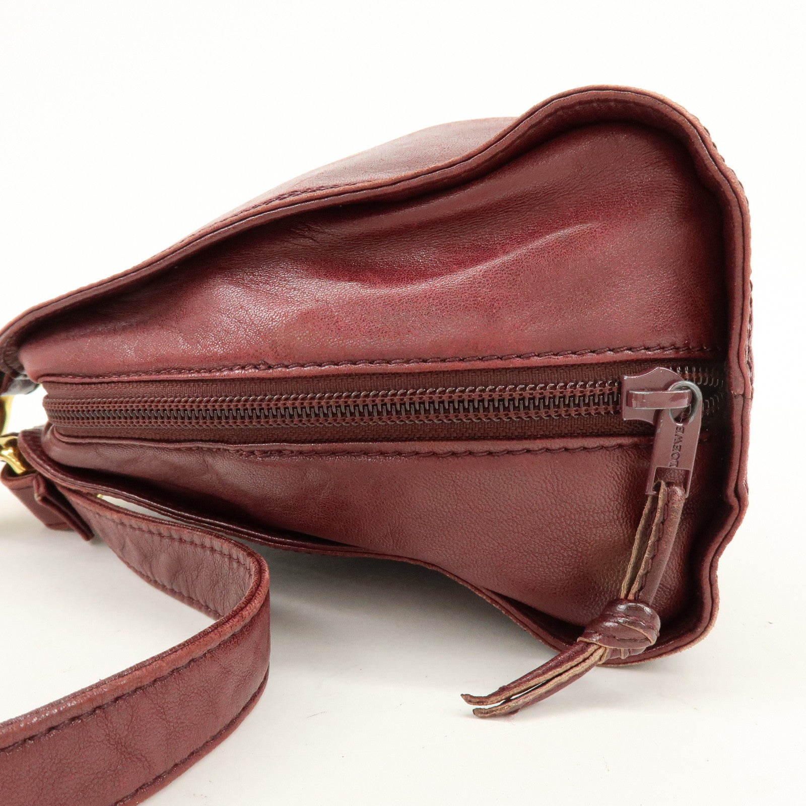 LOEWE Anagram Leather Shoulder Bag Crossbody Bag Bordeaux