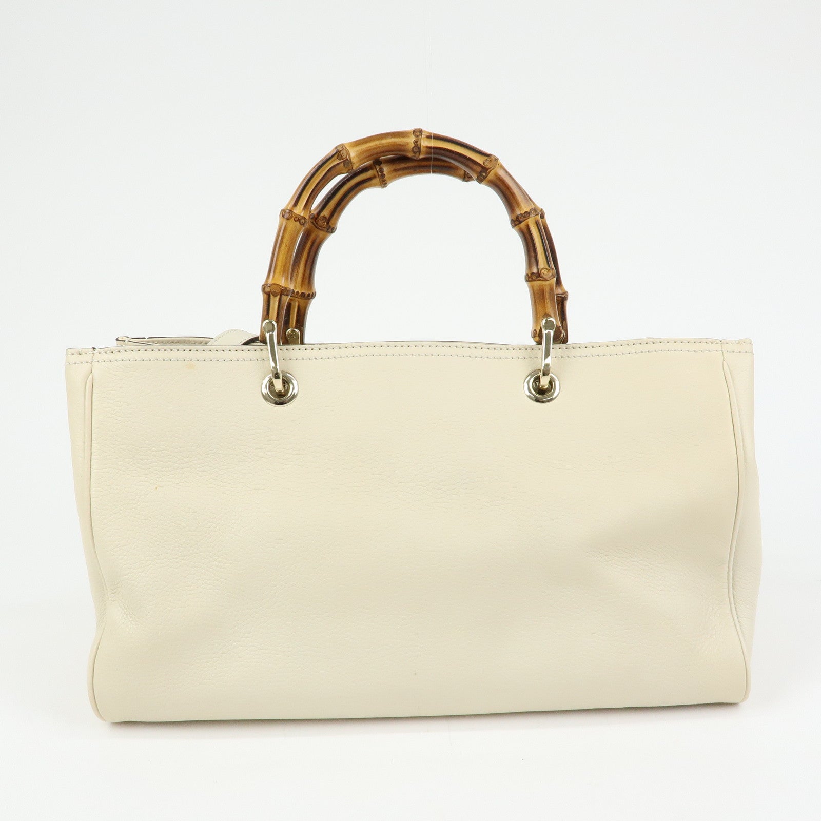 GUCCI Bamboo Shopper Medium 2Way Bag Shoulder Bag Ivory 323660